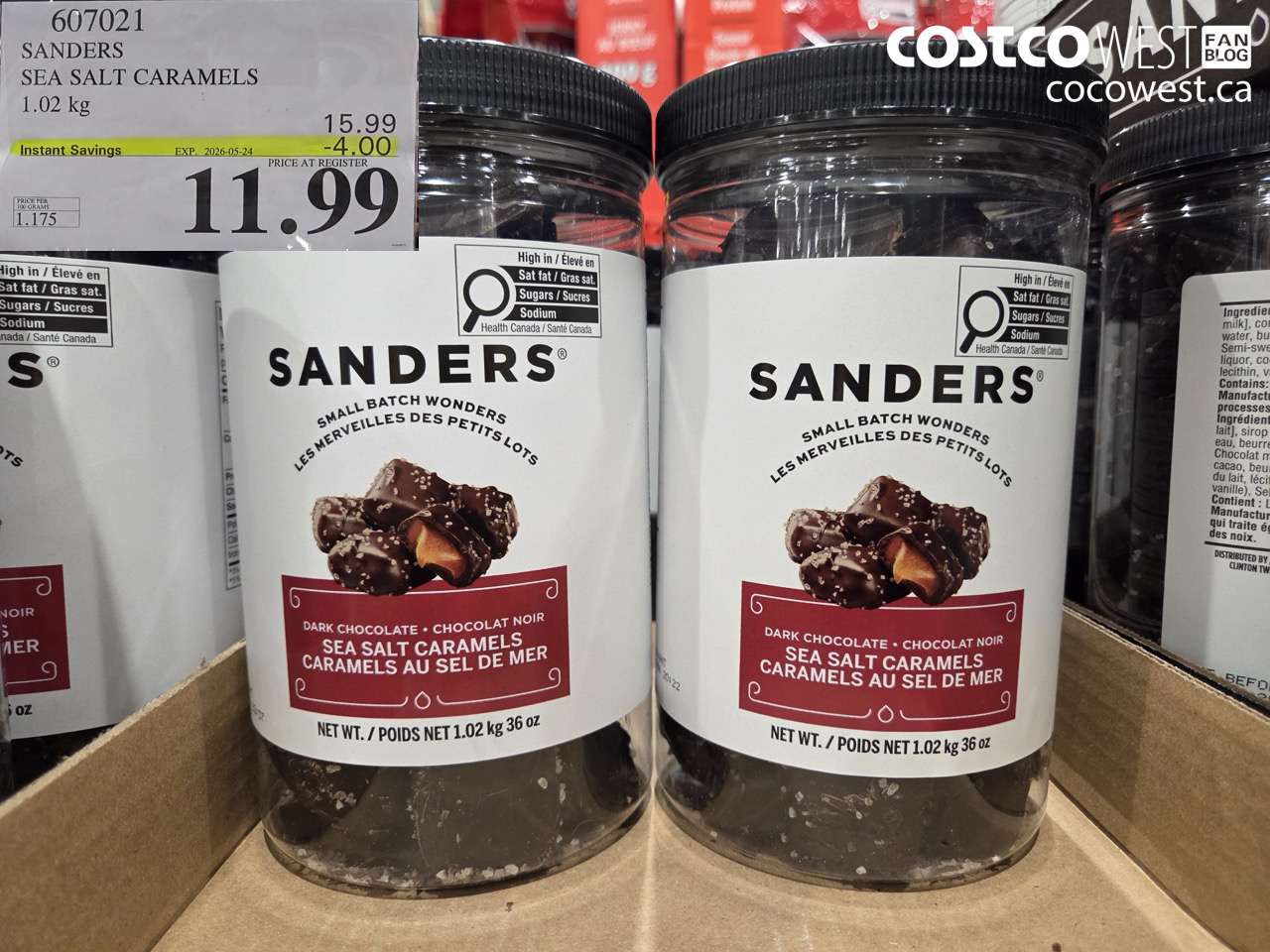 607021 SANDERS SEA SALT CARAMELS 1.02 KG ($4.00 INSTANT SAVINGS EXPIRES ON 2026-05-24) $11.99
