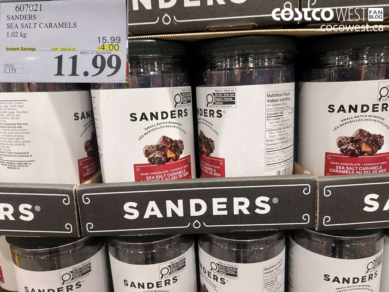 607021 SANDERS SEA SALT CARAMELS 1.02 KG ($4.00 INSTANT SAVINGS EXPIRES ON 2026-05-24) $11.99
