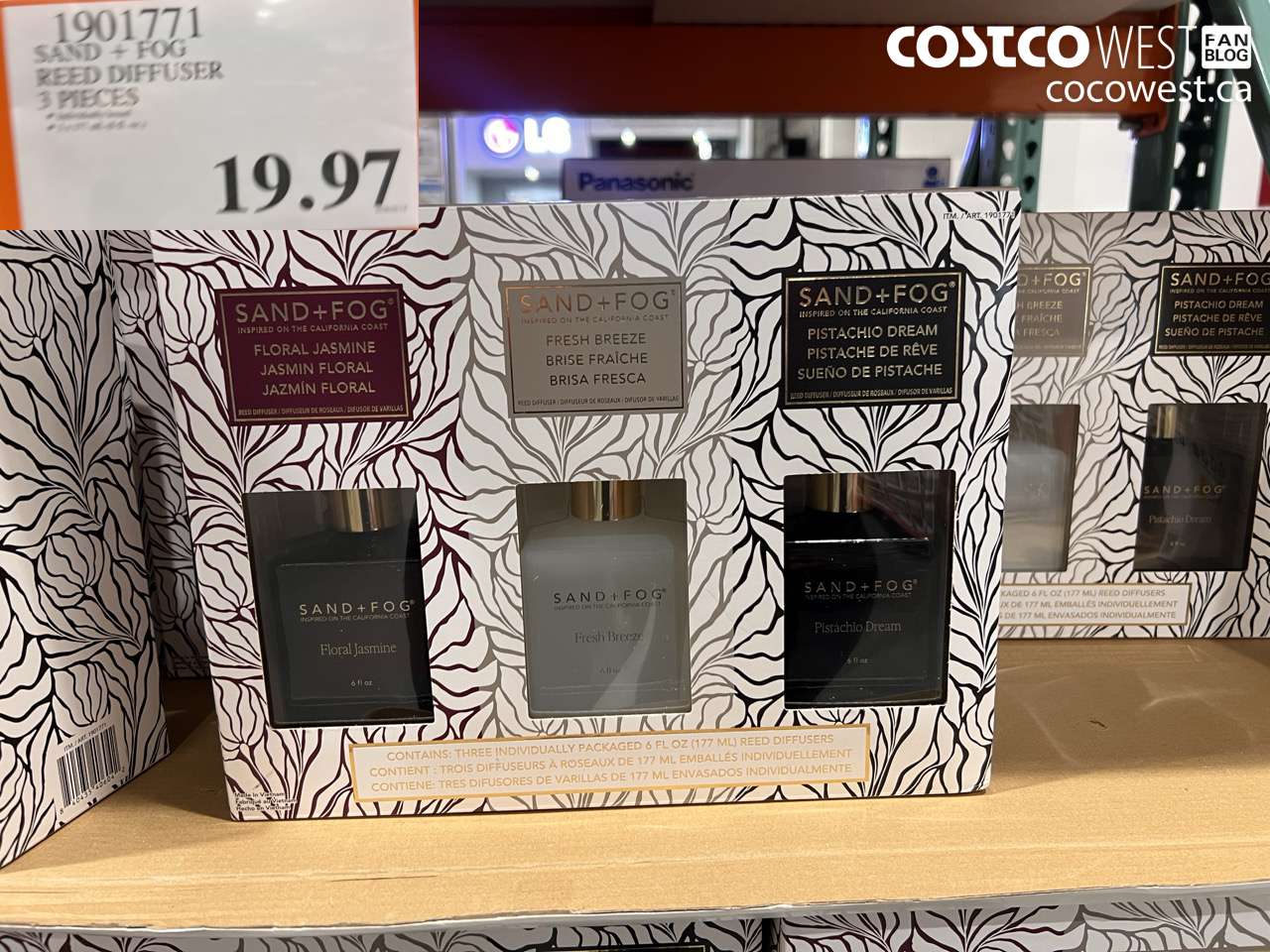 1901771 SAND + FOG REED DIFFUSER 3 PIECES $19.97