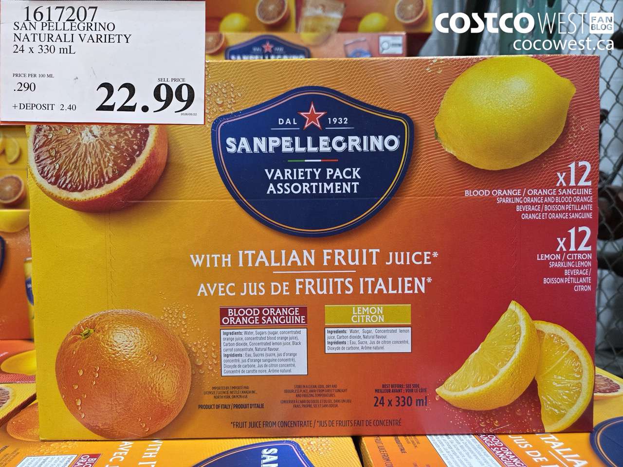 1617207 SAN PELLEGRINO NATURALI VARIETY 24 X 330 ML $22.99