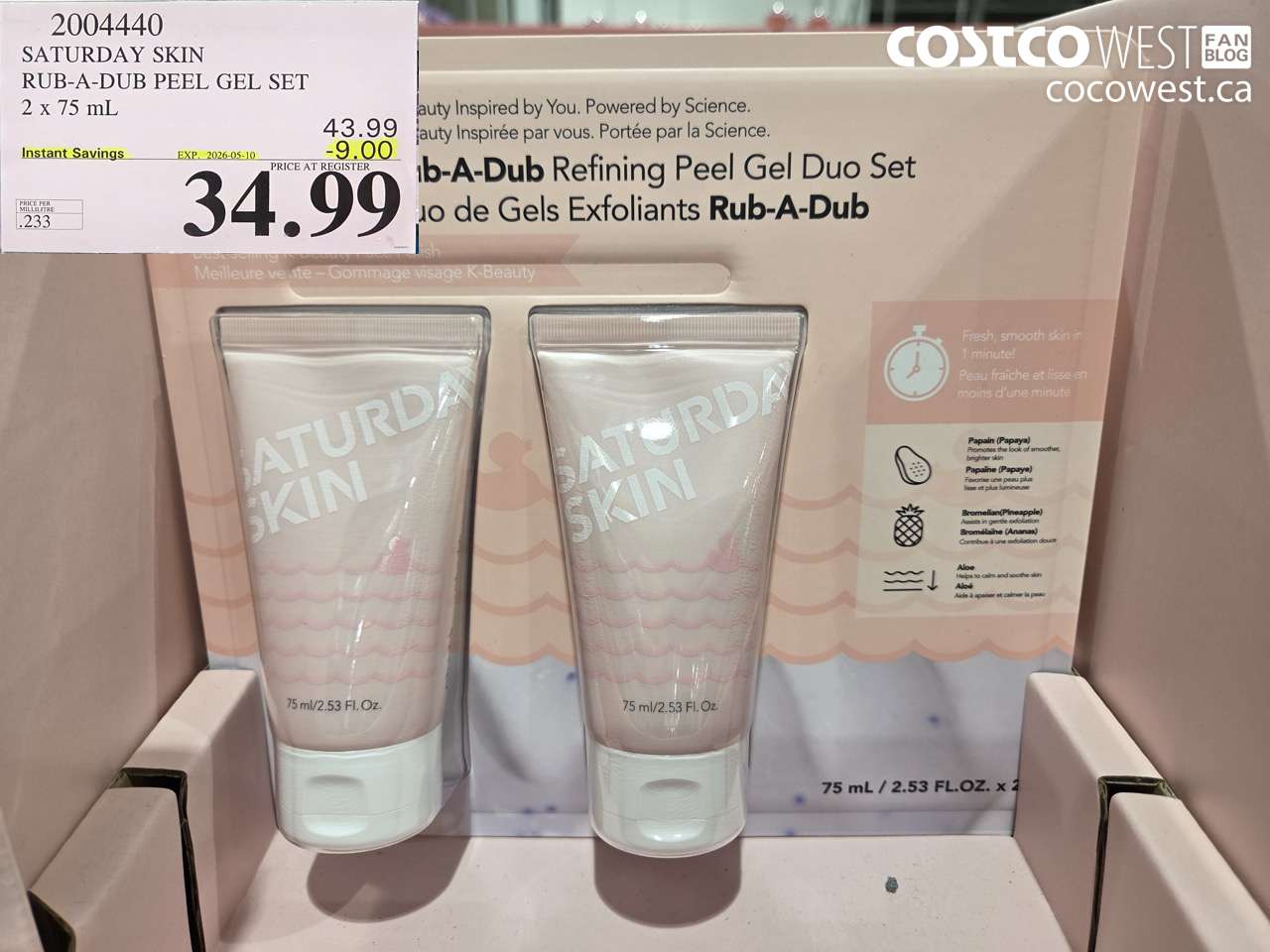 2004440 SATURDAY SKIN RUB-A-DUB PEEL GEL SET 2 X 75 ML ($9.00 INSTANT SAVINGS EXPIRES ON 2026-05-10) $34.99