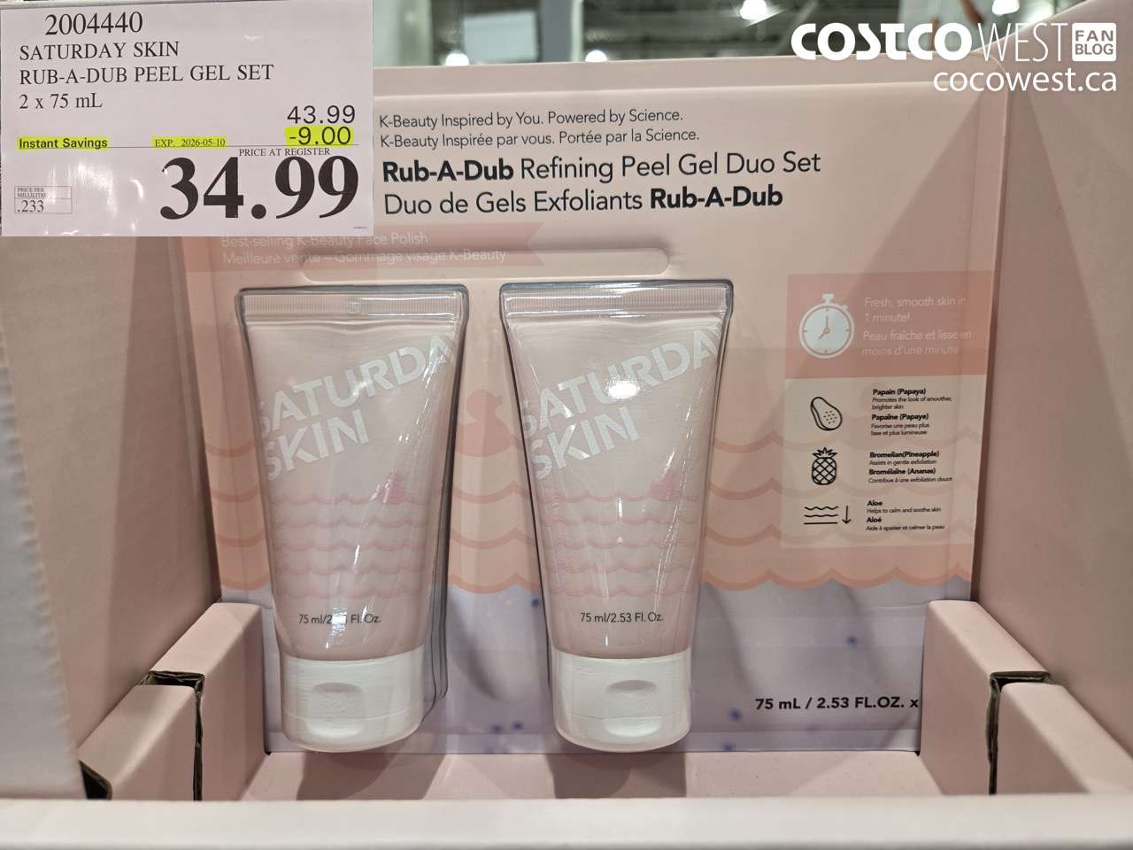 2004440 SATURDAY SKIN RUB-A-DUB PEEL GEL SET 2 X 75 ML ($9.00 INSTANT SAVINGS EXPIRES ON 2026-05-10) $34.99