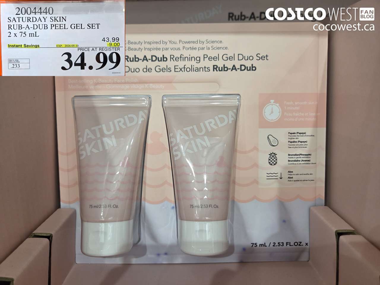 2004440 SATURDAY SKIN RUB-A-DUB PEEL GEL SET 2 X 75 ML ($9.00 INSTANT SAVINGS EXPIRES ON 2026-05-10) $34.99