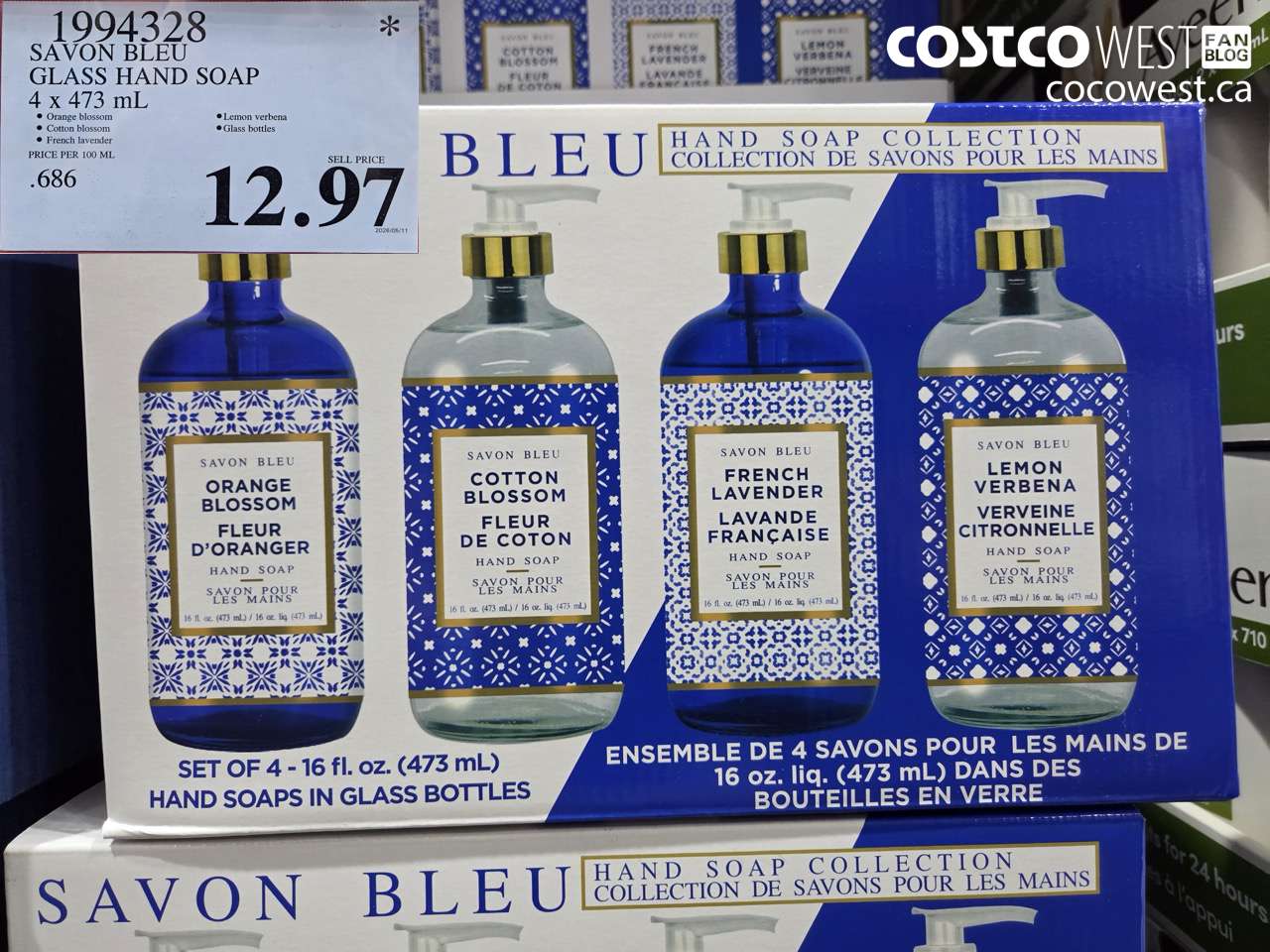1994328 SAVON BLEU GLASS HAND SOAP 4 X 473 ML $12.97