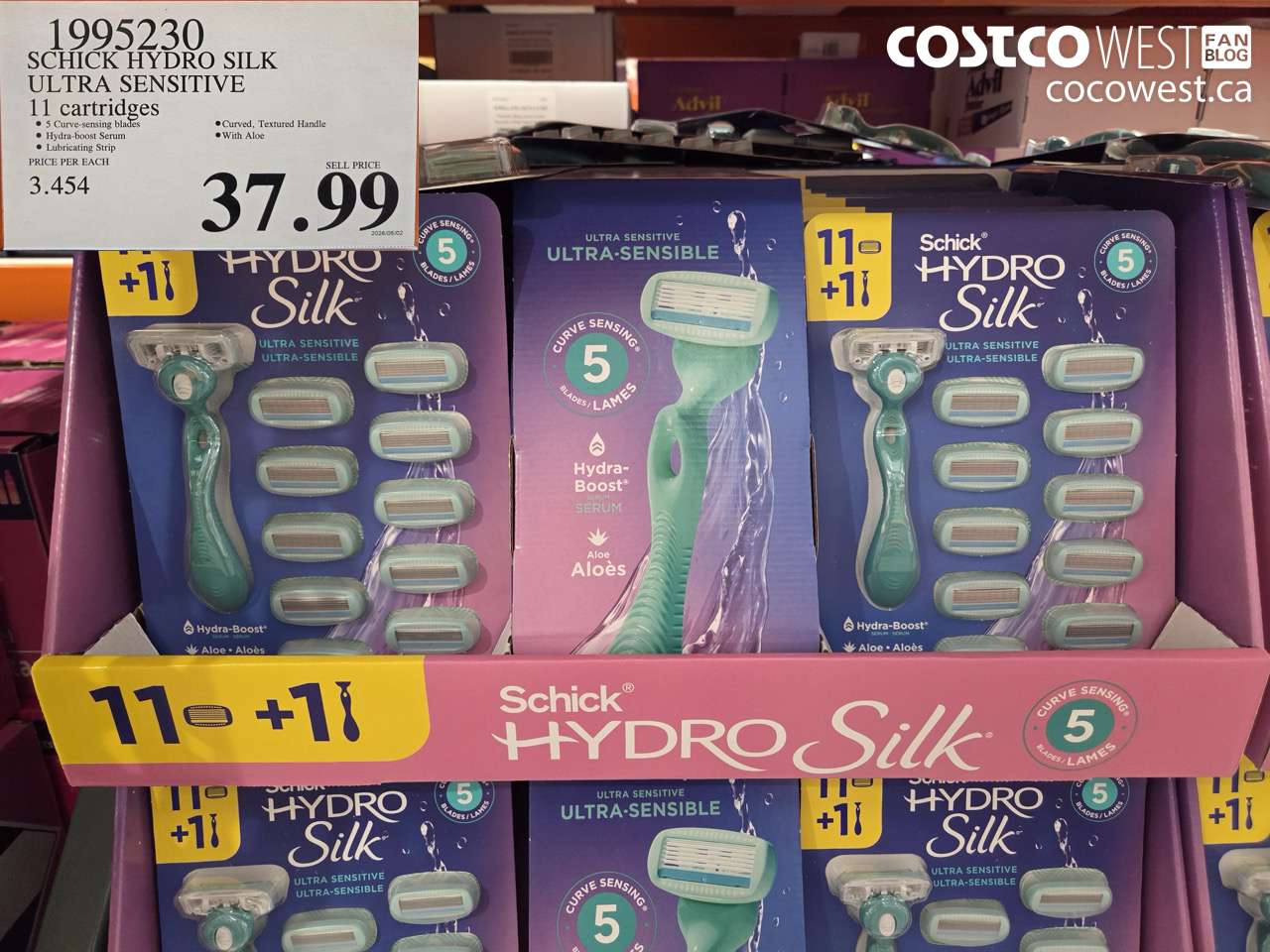 1995230 SCHICK HYDRO SILK ULTRA SENSITIVE 11 CARTRIDGES $37.99