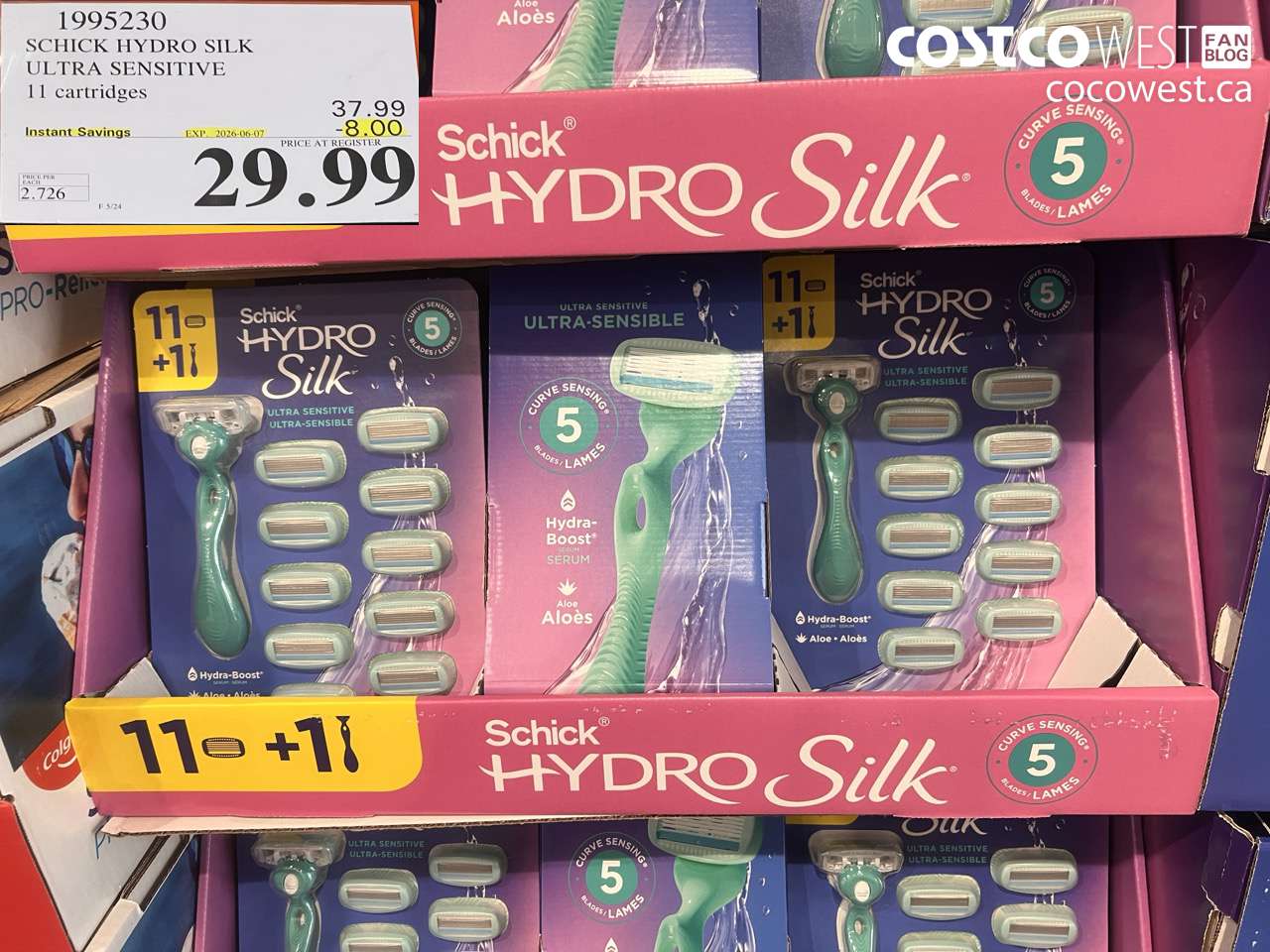 1995230 SCHICK HYDRO SILK ULTRA SENSITIVE 11 CARTRIDGES ($8.00 INSTANT SAVINGS EXPIRES ON 2026-06-07) $29.99