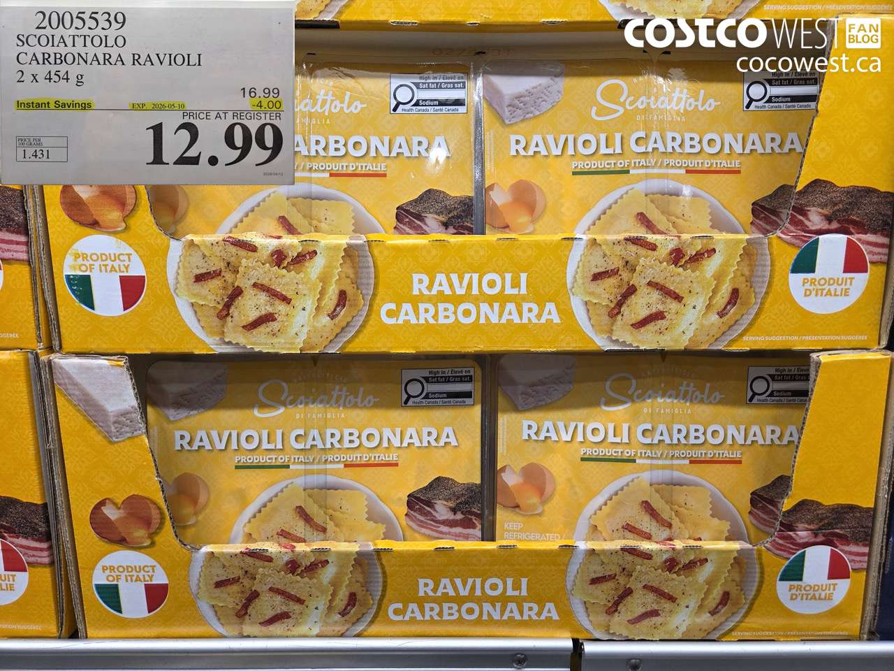 2005539 SCOIATTOLO CARBONARA RAVIOLI 2 X 454 G ($4.00 INSTANT SAVINGS EXPIRES ON 2026-05-10) $12.99