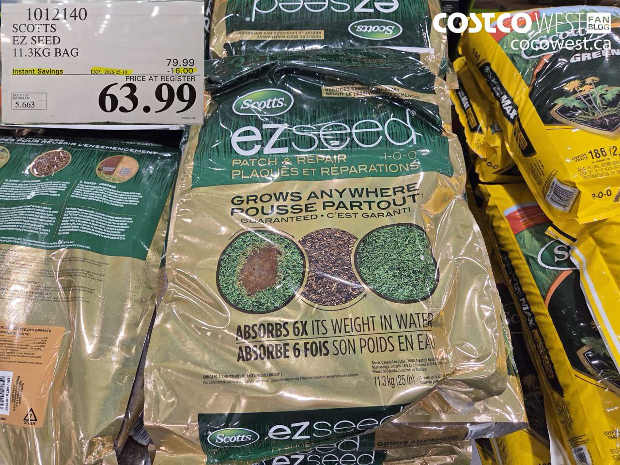 1012140 SCOTTS EZ SEED 11.3KG BAG ($16.00 INSTANT SAVINGS EXPIRES ON 2026-05-10) $63.99