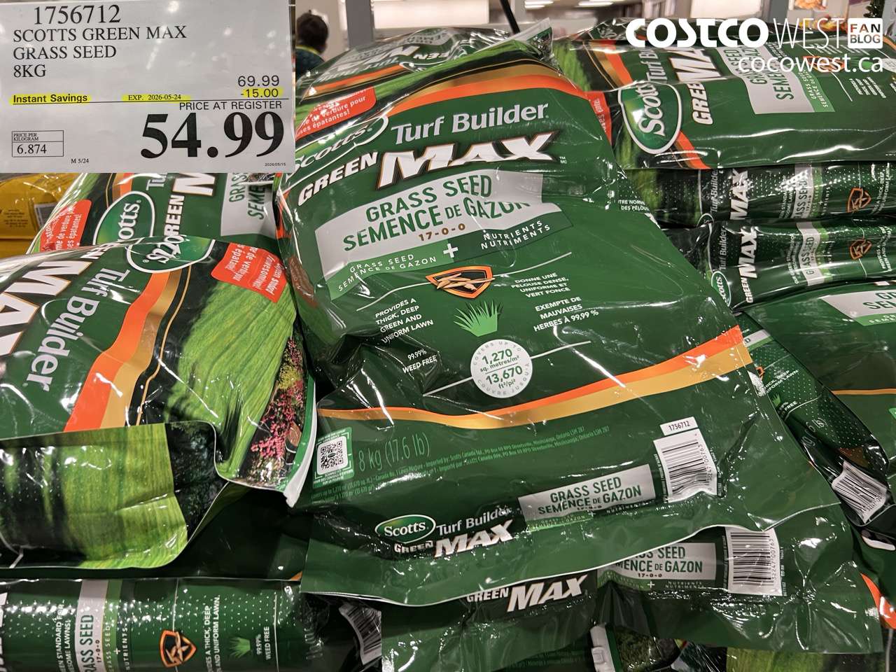 1756712 SCOTTS GREEN MAX GRASS SEED 8KG ($15.00 INSTANT SAVINGS EXPIRES ON 2026-05-24) $54.99