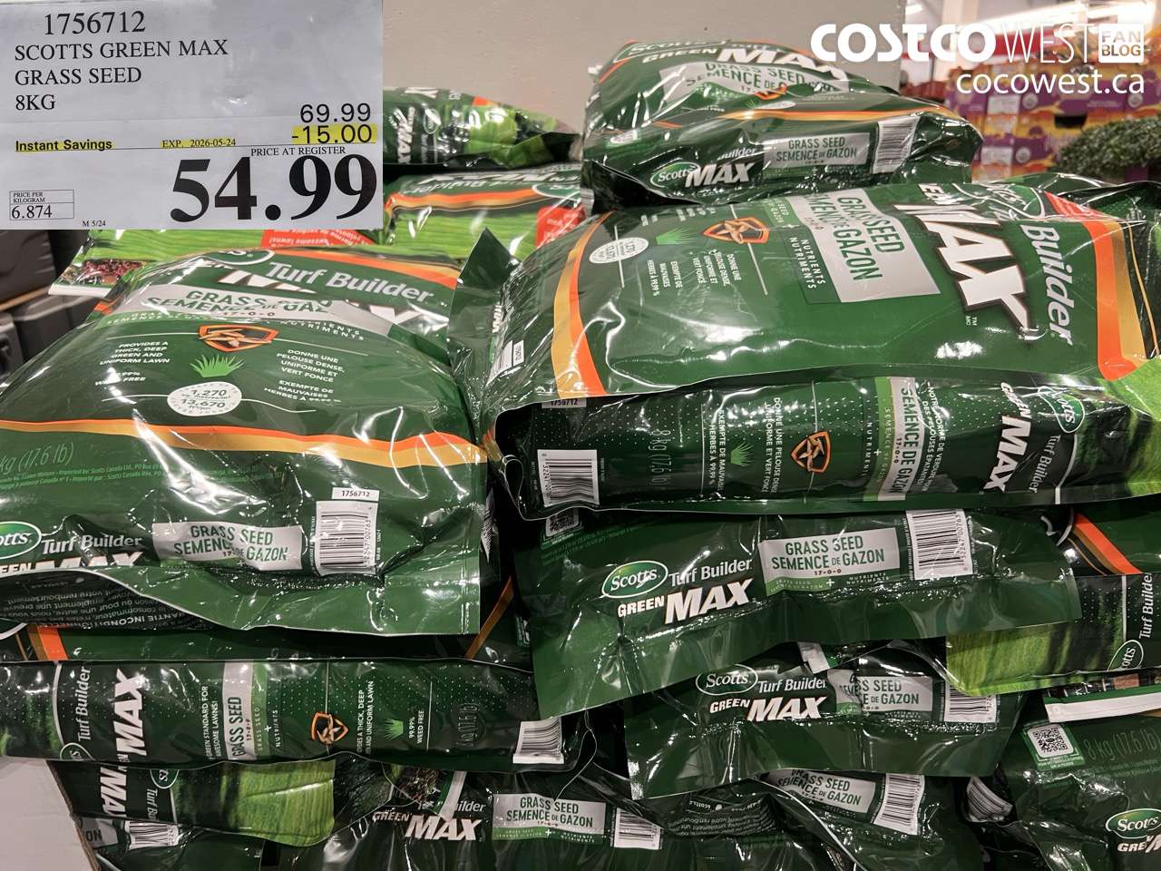 1756712 SCOTTS GREEN MAX GRASS SEED 8KG ($15.00 INSTANT SAVINGS EXPIRES ON 2026-05-24) $54.99