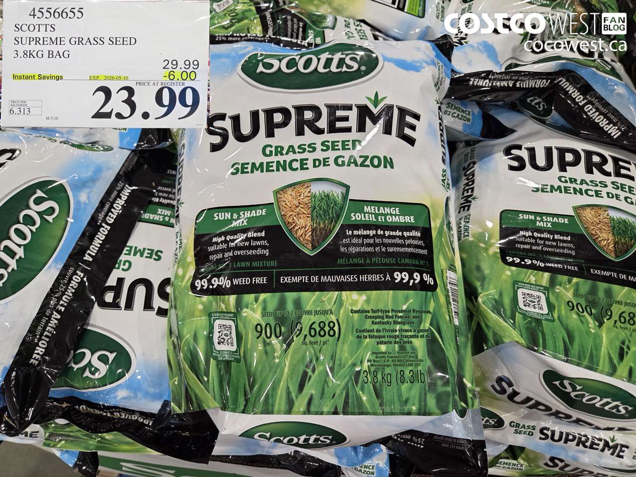 4556655 SCOTTS SUPREME GRASS SEED 3.8KG BAG ($6.00 INSTANT SAVINGS EXPIRES ON 2026-05-10) $23.99
