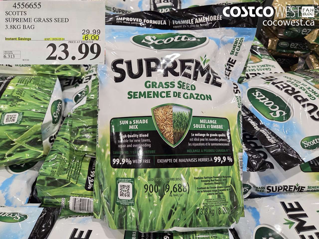 4556655 SCOTTS SUPREME GRASS SEED 3.8KG BAG ($6.00 INSTANT SAVINGS EXPIRES ON 2026-05-10) $23.99