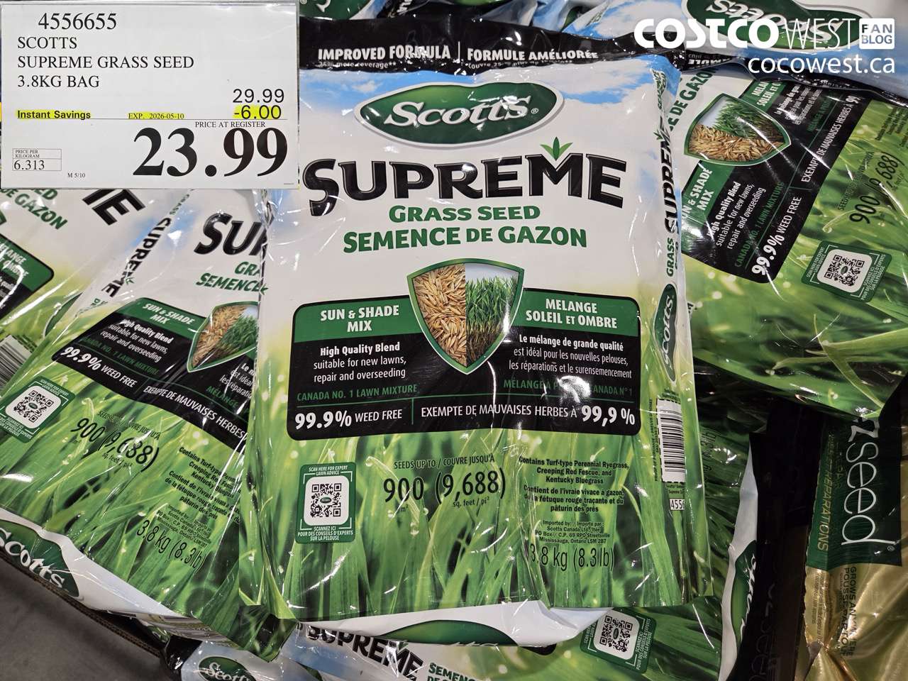 4556655 SCOTTS SUPREME GRASS SEED 3.8KG BAG ($6.00 INSTANT SAVINGS EXPIRES ON 2026-05-10) $23.99