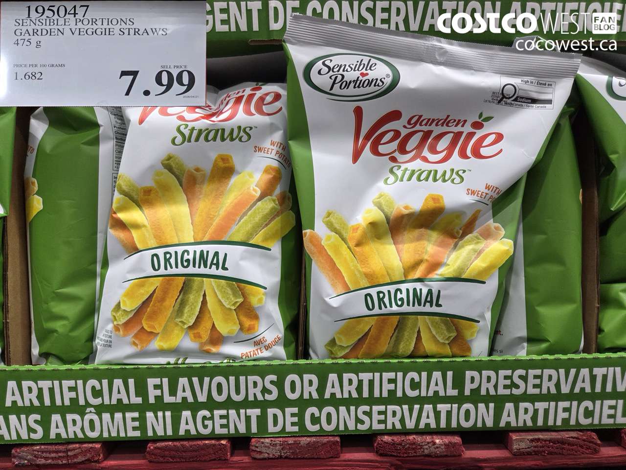 195047 SENSIBLE PORTIONS GARDEN VEGGIE STRAWS 475 G $7.99