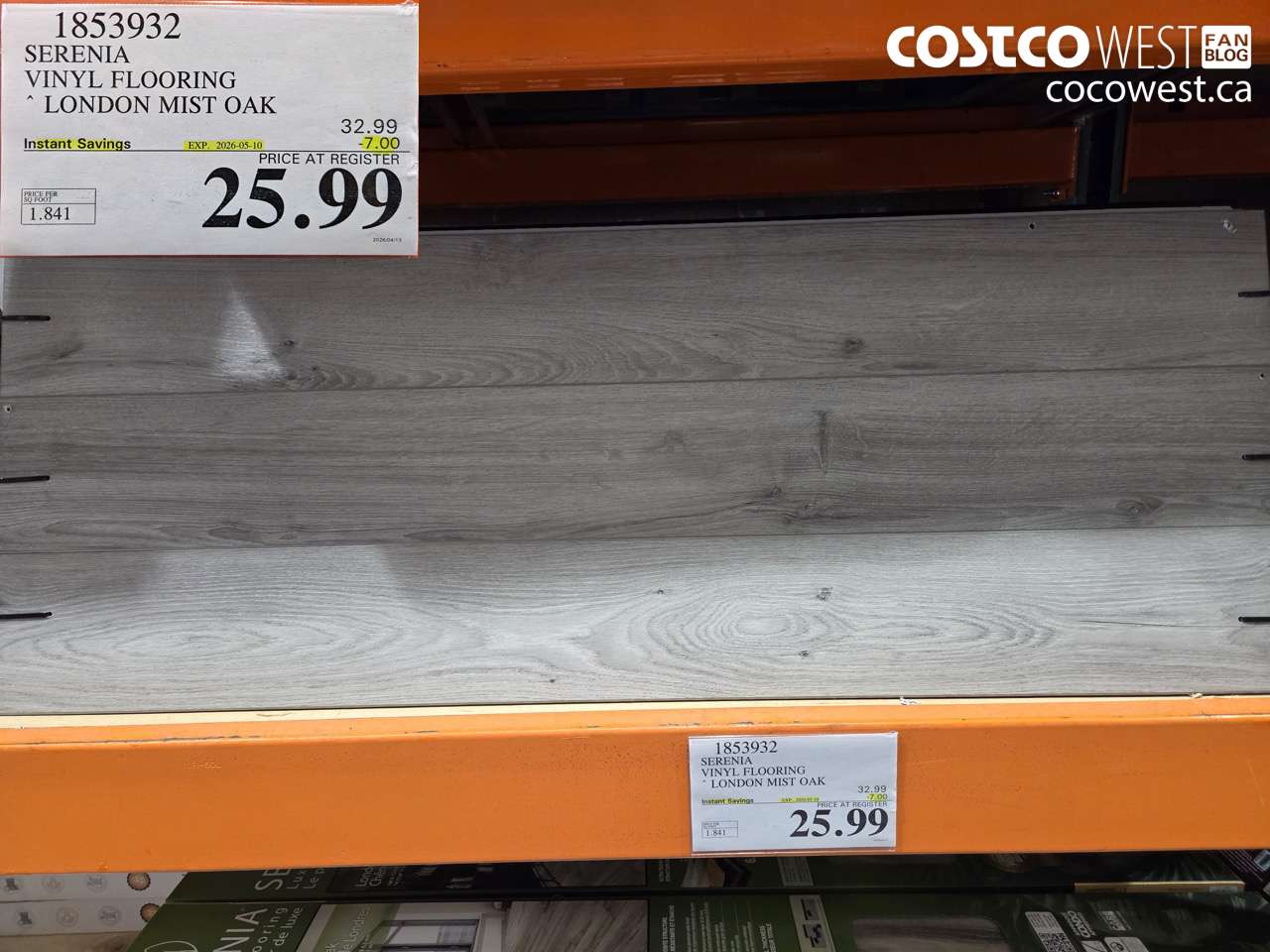 1853932 SERENA VINYL FLOORING LONDON MIST OAK ($7.00 INSTANT SAVINGS EXPIRES ON 2026-05-10) $25.99
