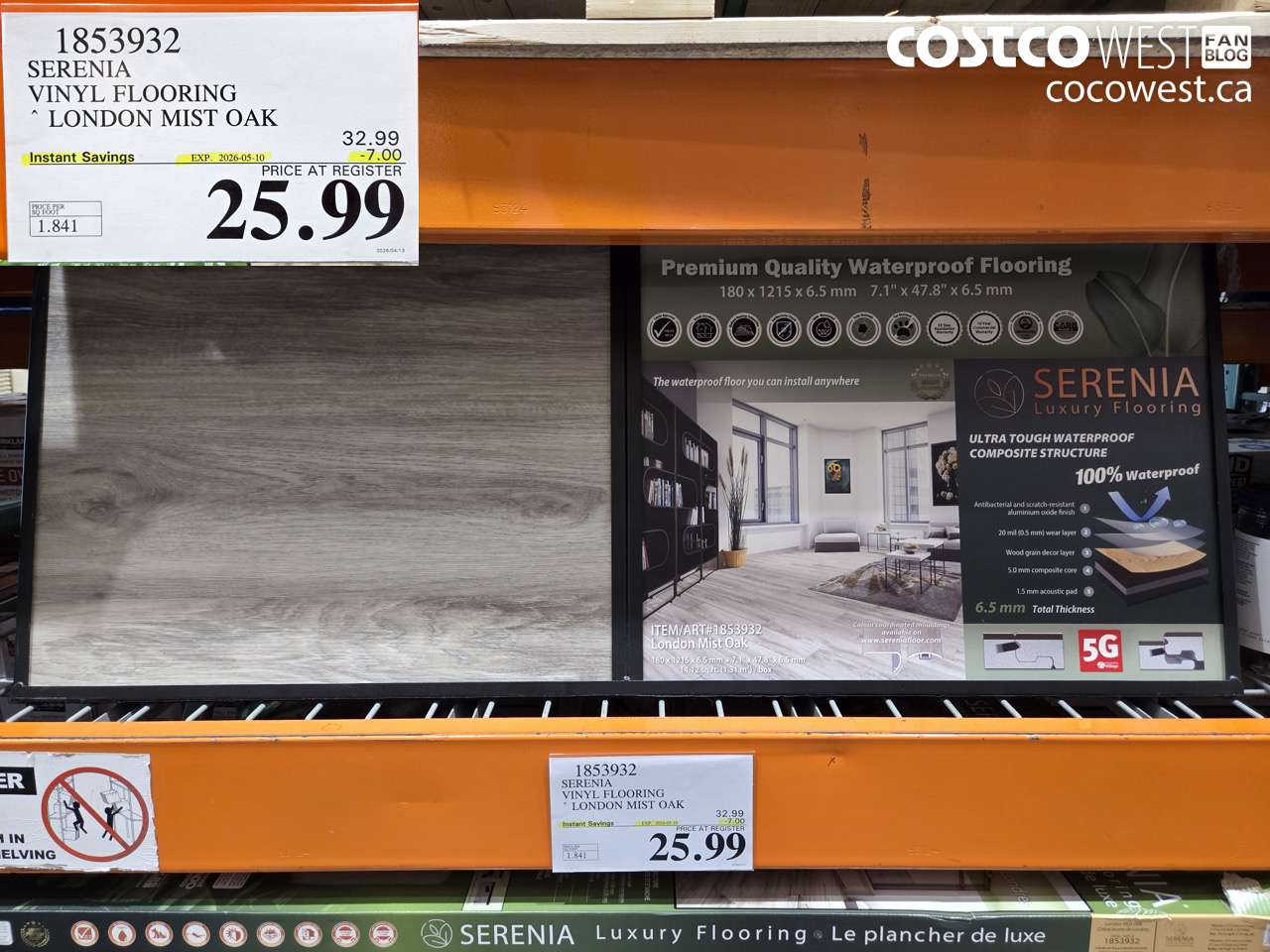 1853932 SERENIA VINYL FLOORING LONDON MIST OAK ($7.00 INSTANT SAVINGS EXPIRES ON 2026-05-10) $25.99