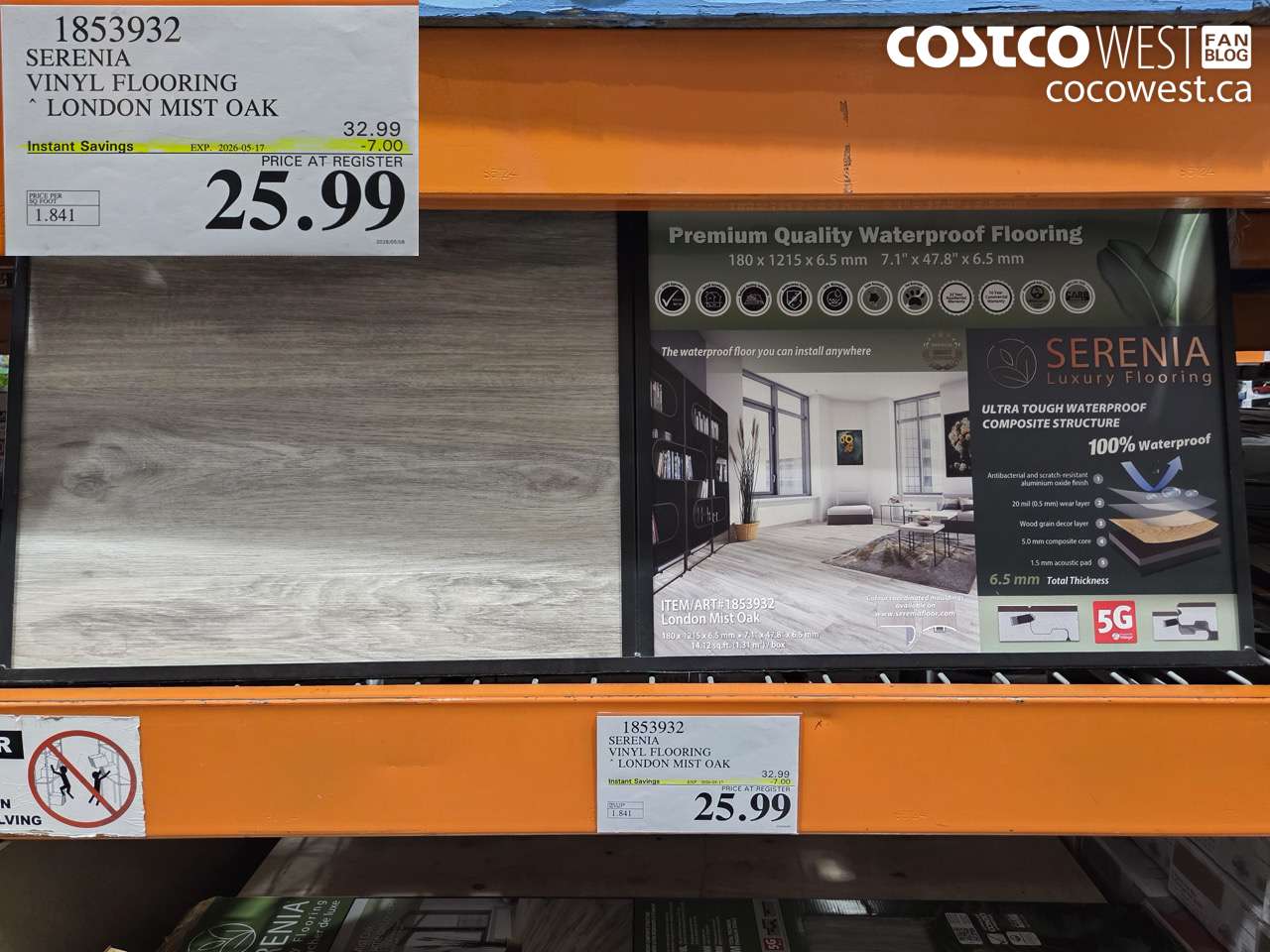 1853932 SERENIA VINYL FLOORING LONDON MIST OAK ($7.00 INSTANT SAVINGS EXPIRES ON 2026-05-17) $25.99