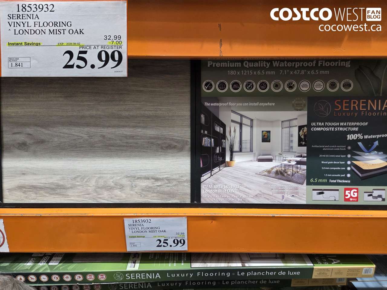 1853932 SERENIA VINYL FLOORING LONDON MIST OAK ($7.00 INSTANT SAVINGS EXPIRES ON 2026-06-02) $25.99