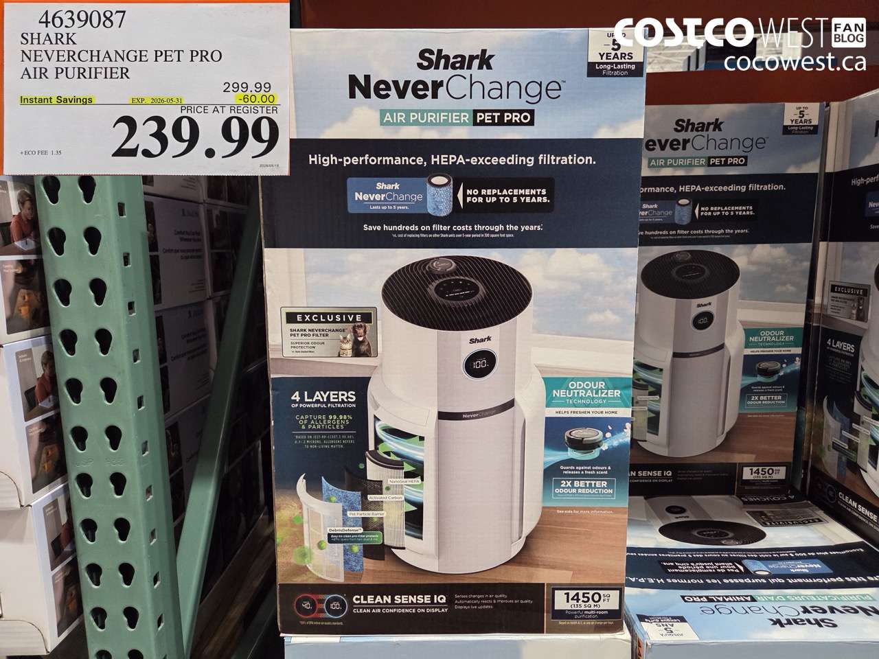 4639087 SHARK NEVERCHANGE PET PRO AIR PURIFIER ($60.00 INSTANT SAVINGS EXPIRES ON 2026-05-31) $239.99