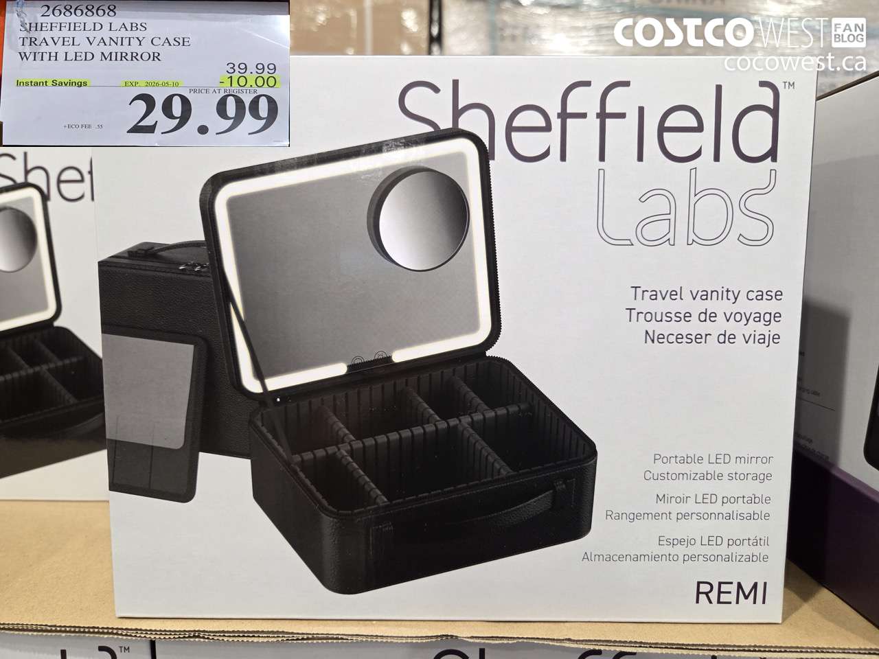 2686868 SHEFFIELD LABS TRAVEL VANITY CASE WITH LED MIRROR ($10.00 INSTANT SAVINGS EXPIRES ON 2026-05-10) $29.99