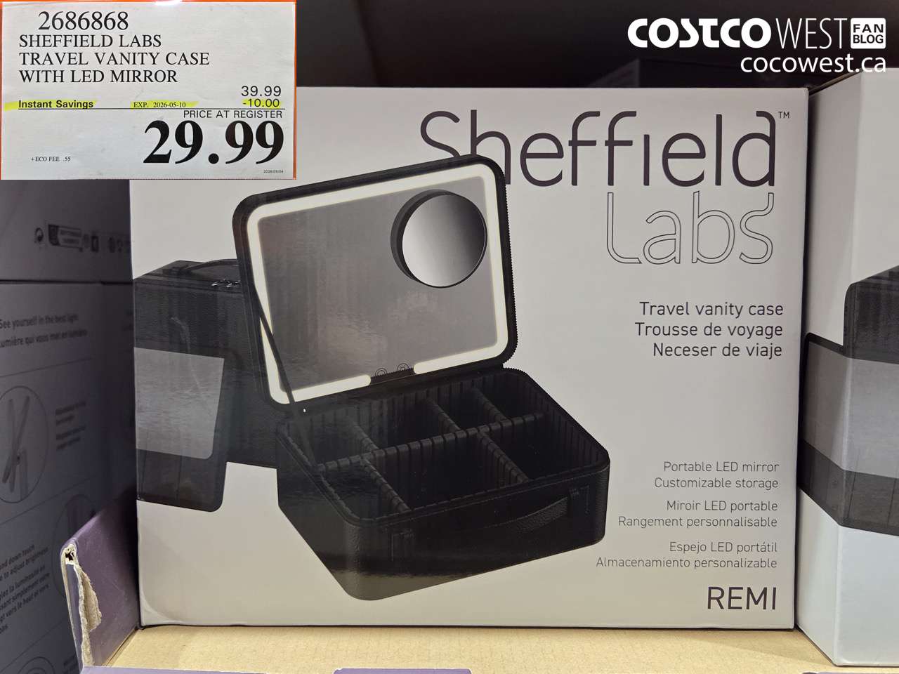 2686868 SHEFFIELD LABS TRAVEL VANITY CASE WITH LED MIRROR ($10.00 INSTANT SAVINGS EXPIRES ON 2026-05-10) $29.99