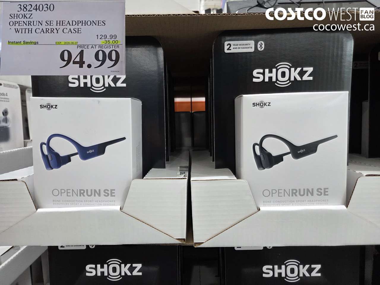 3824030 SHOKZ OPENRUN SE HEADPHONES WITH CARRY CASE ($35.00 INSTANT SAVINGS EXPIRES ON 2026-06-07) $94.99