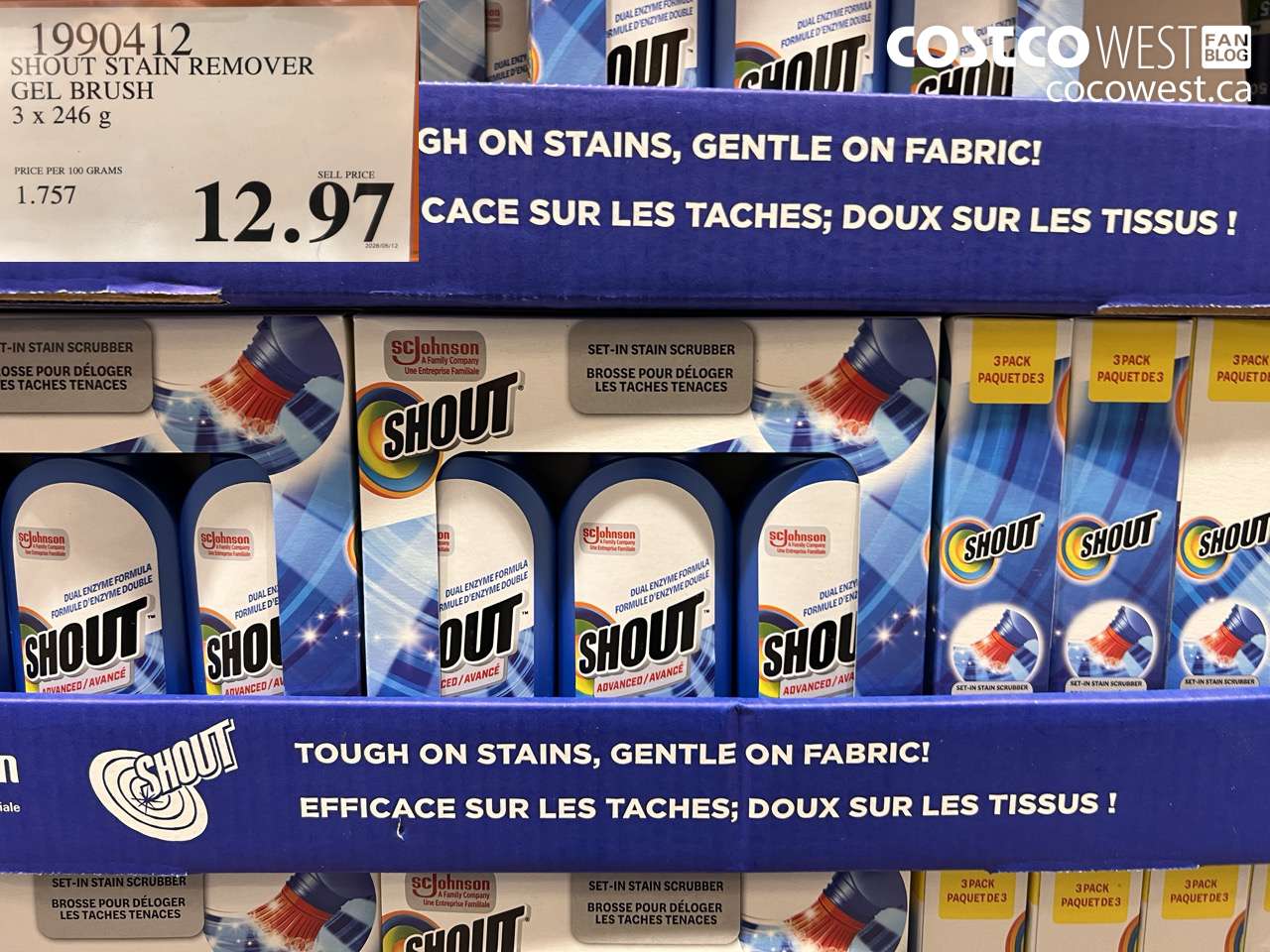 1990412 SHOUT STAIN REMOVER GEL BRUSH 3 X 246 G $12.97
