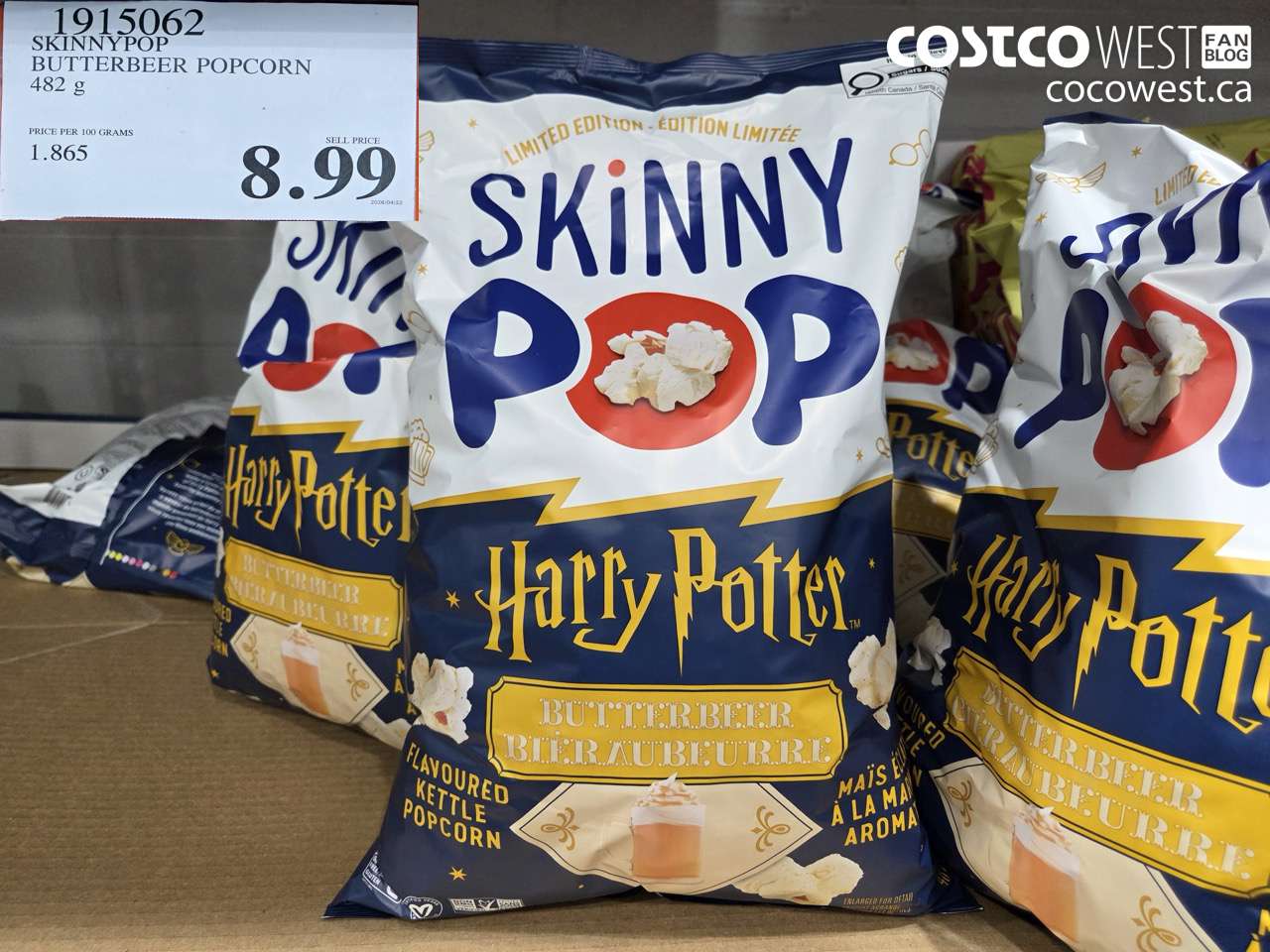 1915062 SKINNYPOP BUTTERBEER POPCORN 482 G $8.99