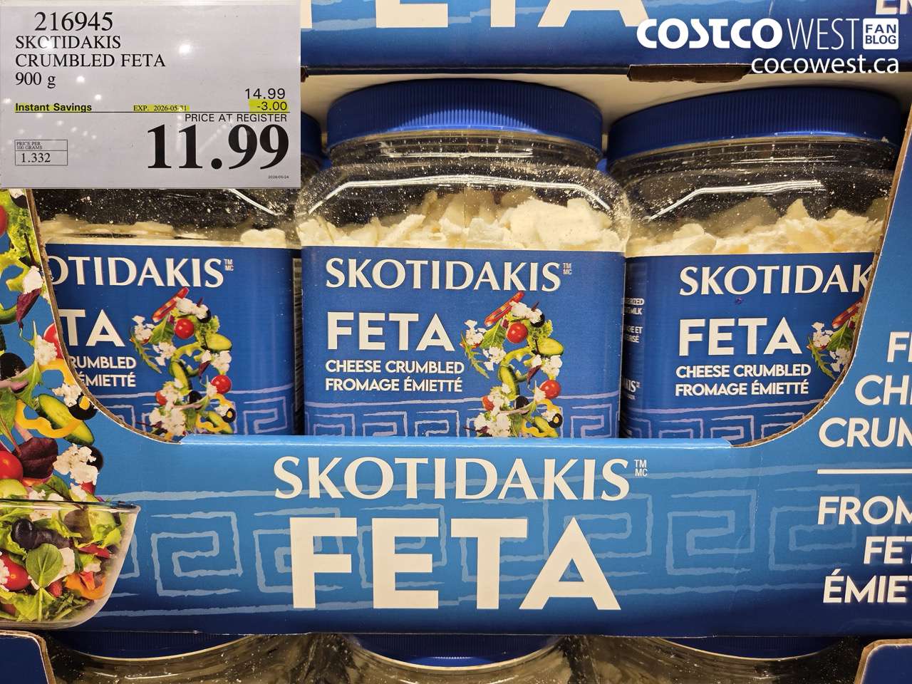216945 SKOTIDAKIS CRUMBLED FETA 900 G ($3.00 INSTANT SAVINGS EXPIRES ON 2026-05-31) $11.99