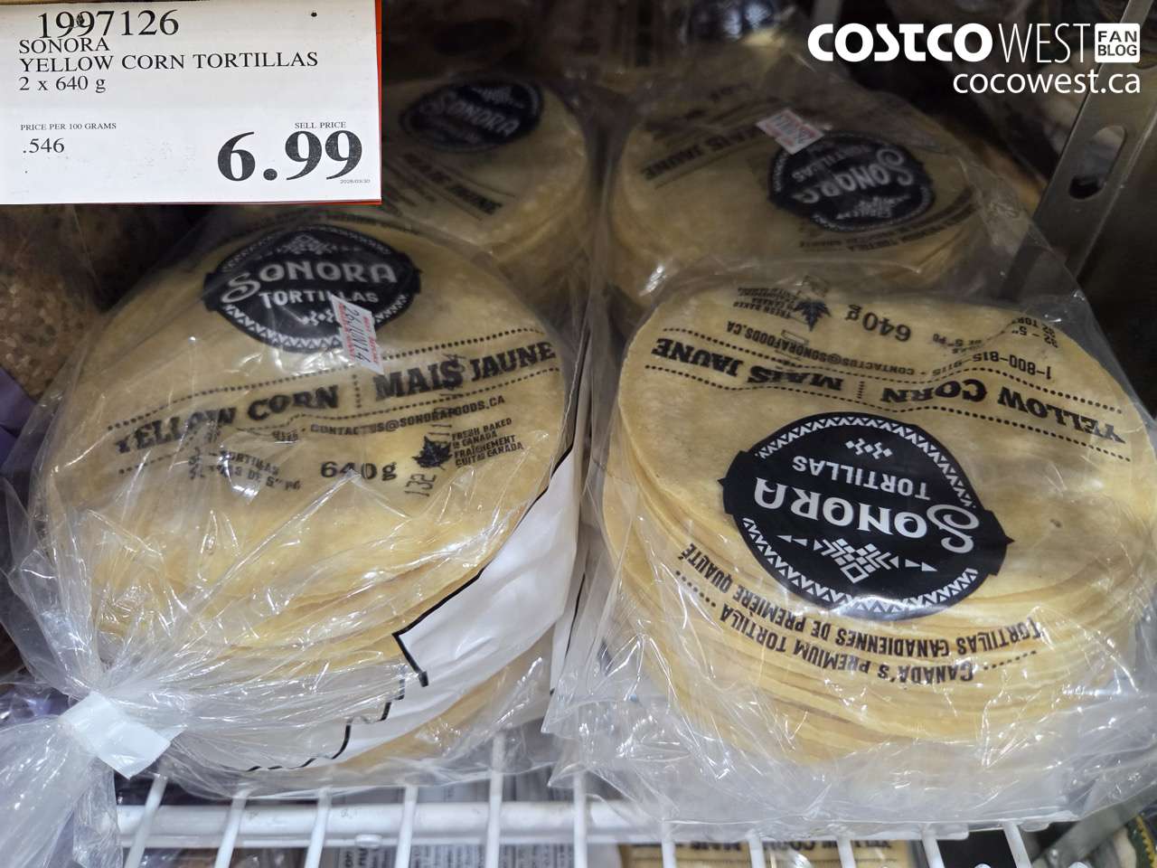 1997126 SONORA YELLOW CORN TORTILLAS 2 X 640 G $6.99