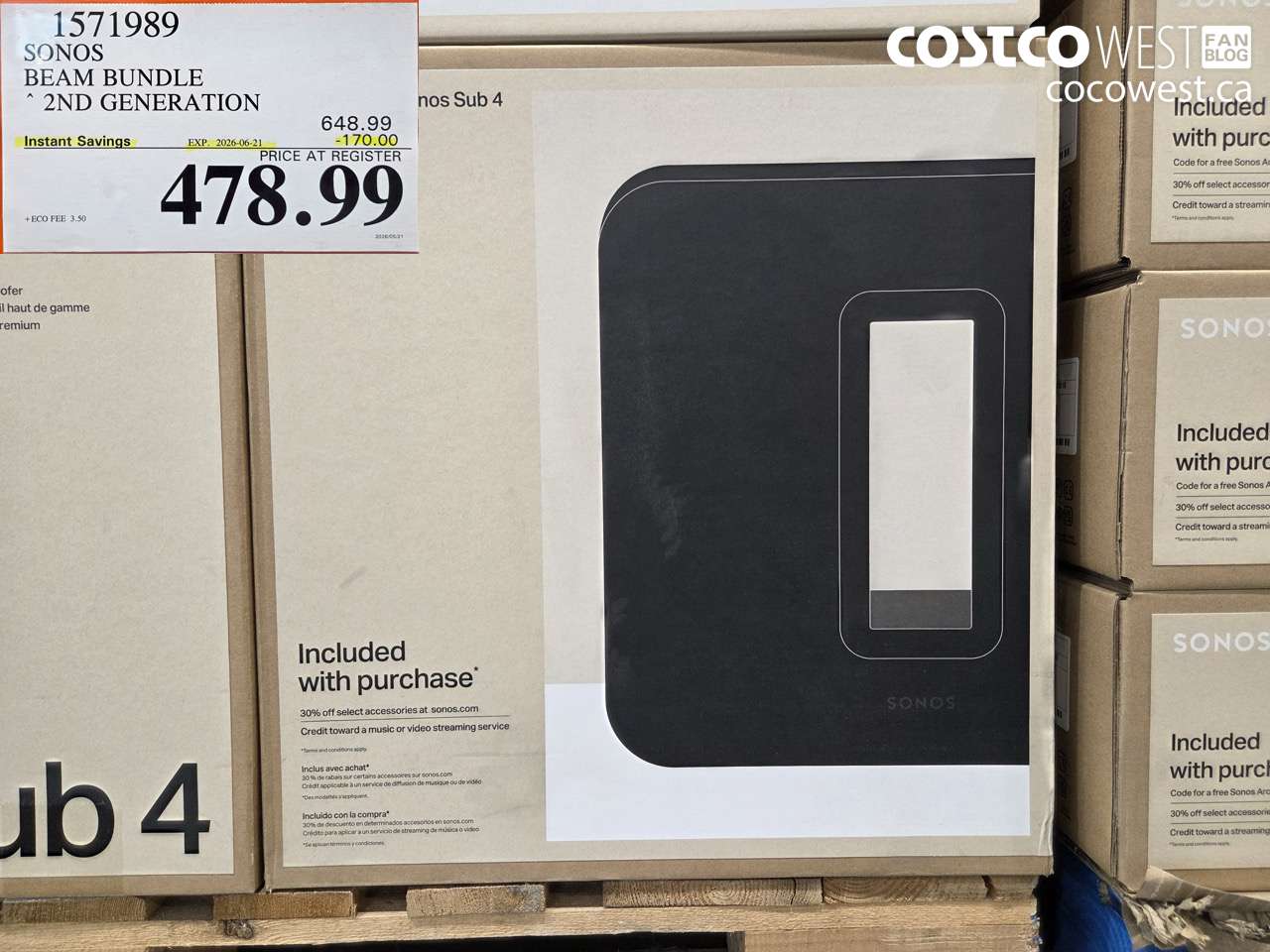1571989 SONOS BEAM BUNDLE 2ND GENERATION ($170.00 INSTANT SAVINGS EXPIRES ON 2026-06-21) $478.99