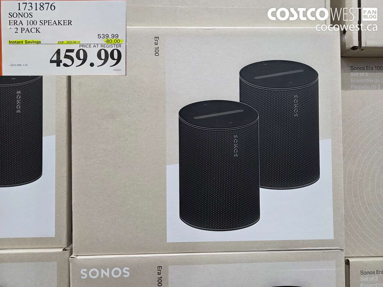 1731876 SONOS ERA 100 SPEAKER 2 PACK ($80.00 INSTANT SAVINGS EXPIRES ON 2026-06-11) $459.99