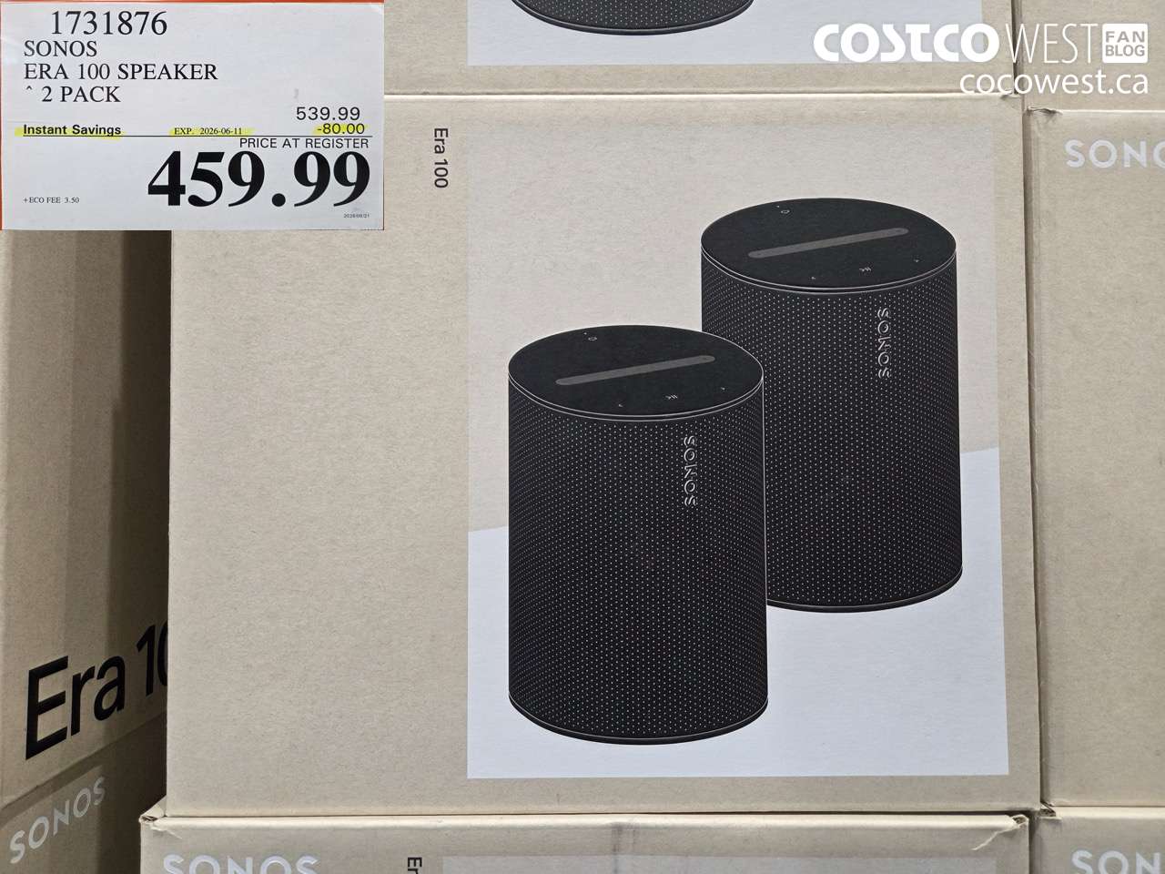 1731876 SONOS ERA 100 SPEAKER 2 PACK ($80.00 INSTANT SAVINGS EXPIRES ON 2026-06-11) $459.99