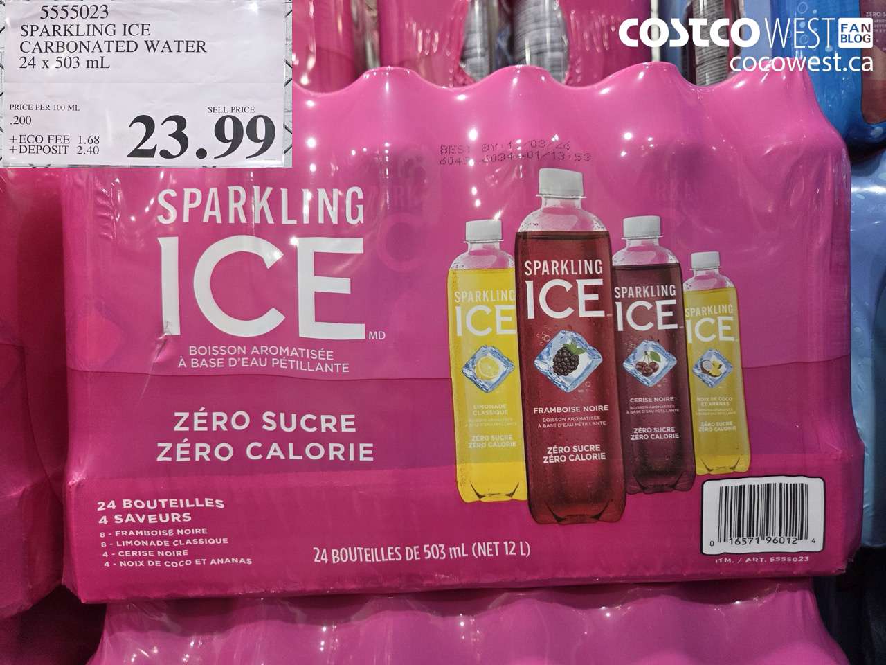 5555023 SPARKLING ICE CARBONATED WATER 24 X 503 ML $23.99