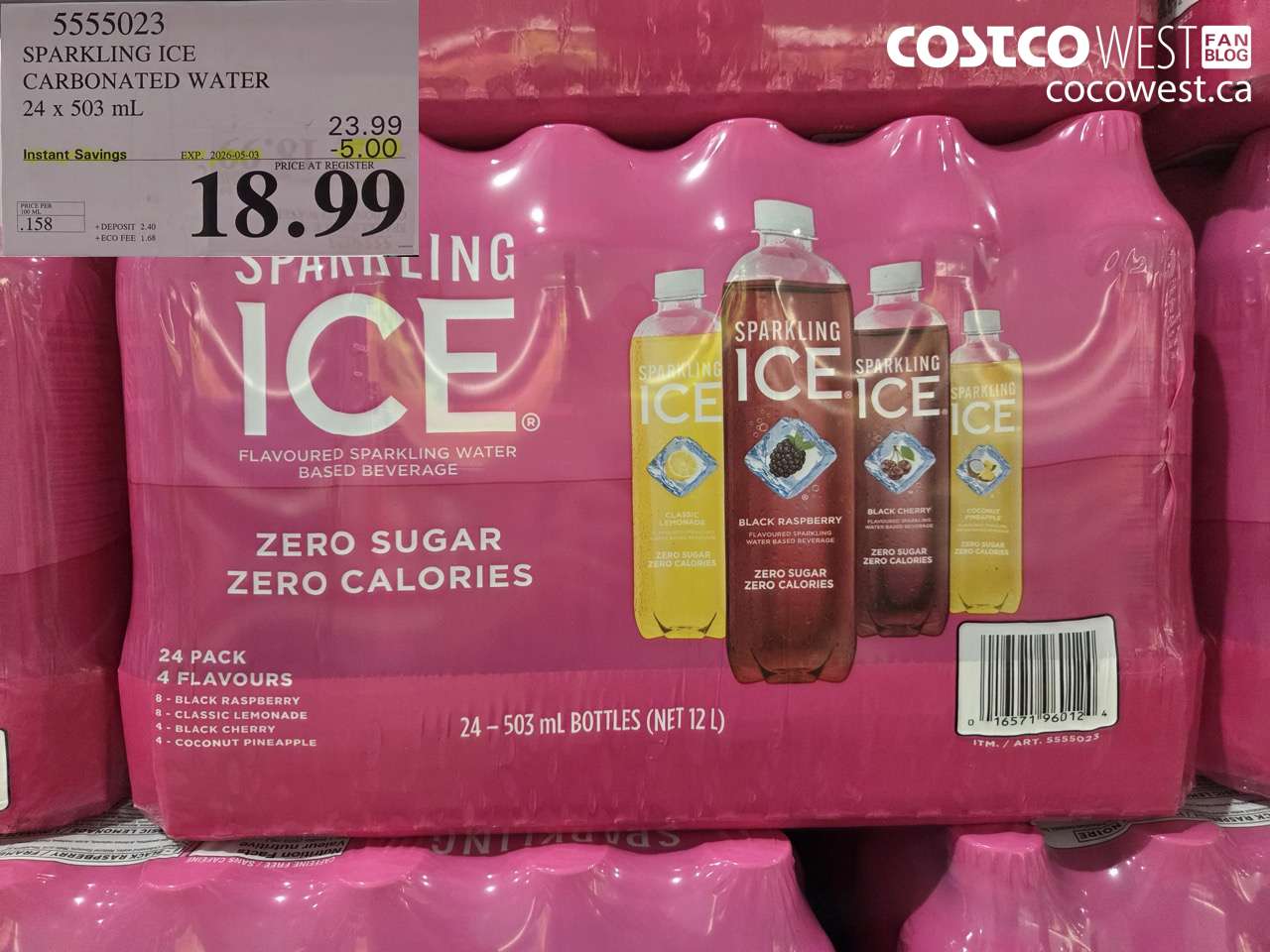 5555023 SPARKLING ICE CARBONATED WATER 24 x 503 ML ($5.00 INSTANT SAVINGS EXPIRES ON 2026-05-03) $18.99