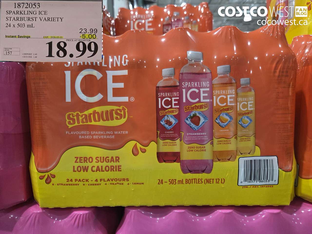 1872053 SPARKLING ICE STARBURST VARIETY 24 X 503 ML ($5.00 INSTANT SAVINGS EXPIRES ON 2026-05-03) $18.99