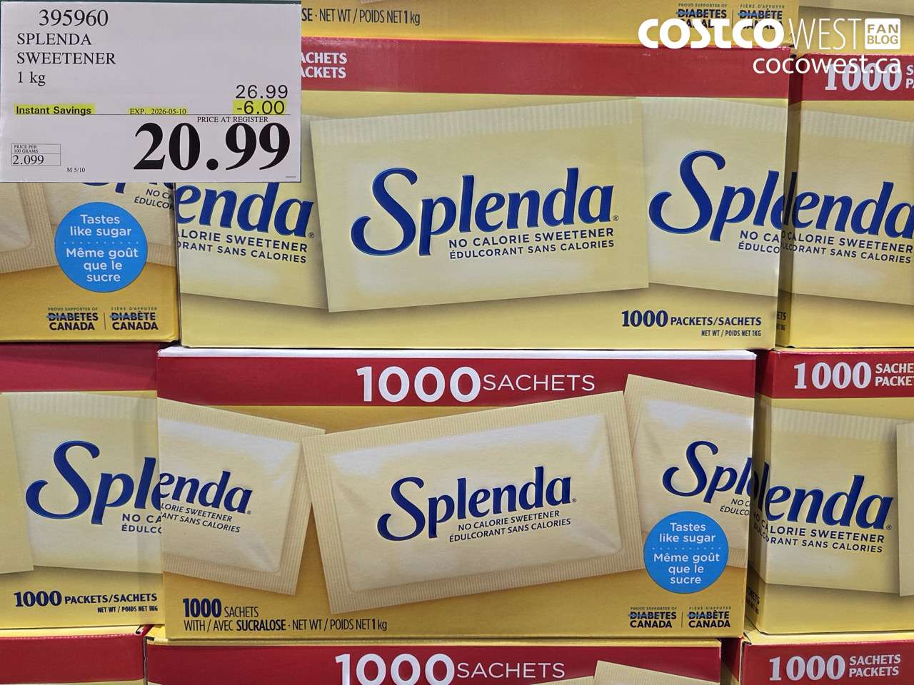 395960 SPLENDA SWEETENER 1 KG ($6.00 INSTANT SAVINGS EXPIRES ON 2026-05-10) $20.99