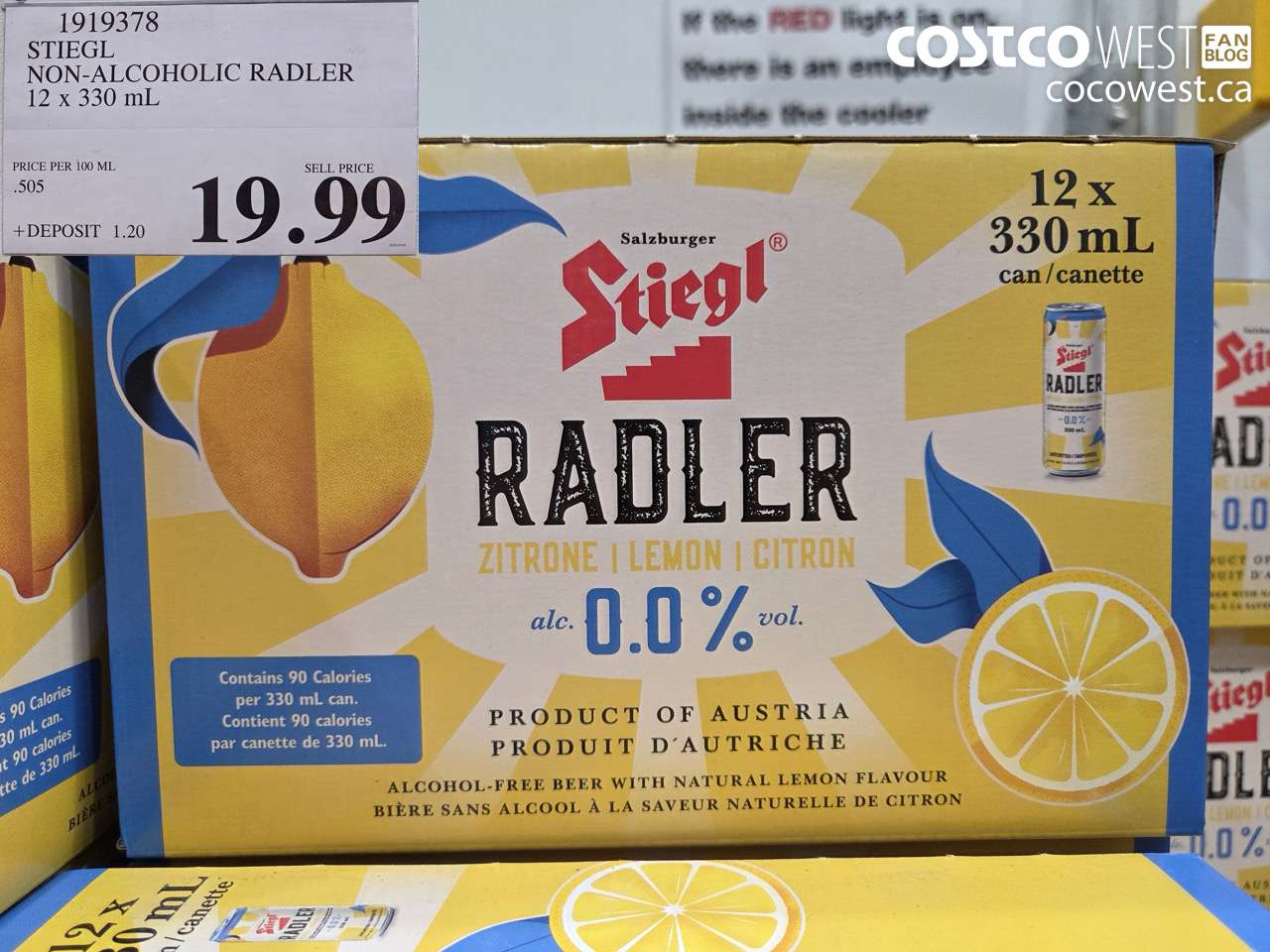 1919378 STIEGL NON-ALCOHOLIC RADLER 12 X 330 ML $19.99