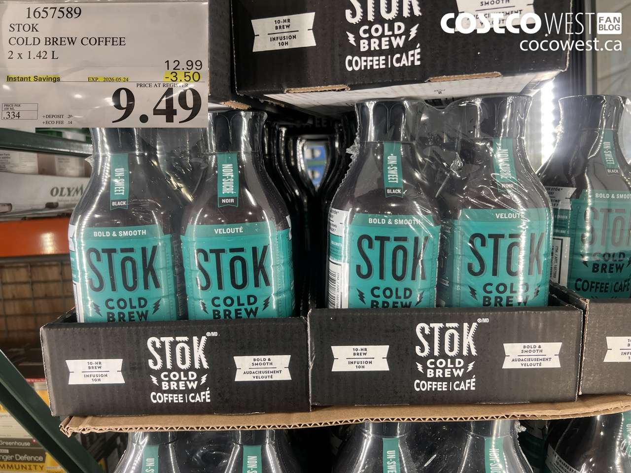 1657589 STOK COLD BREW COFFEE 2 X 1.42 L ($3.50 INSTANT SAVINGS EXPIRES ON 2026-05-24) $9.49
