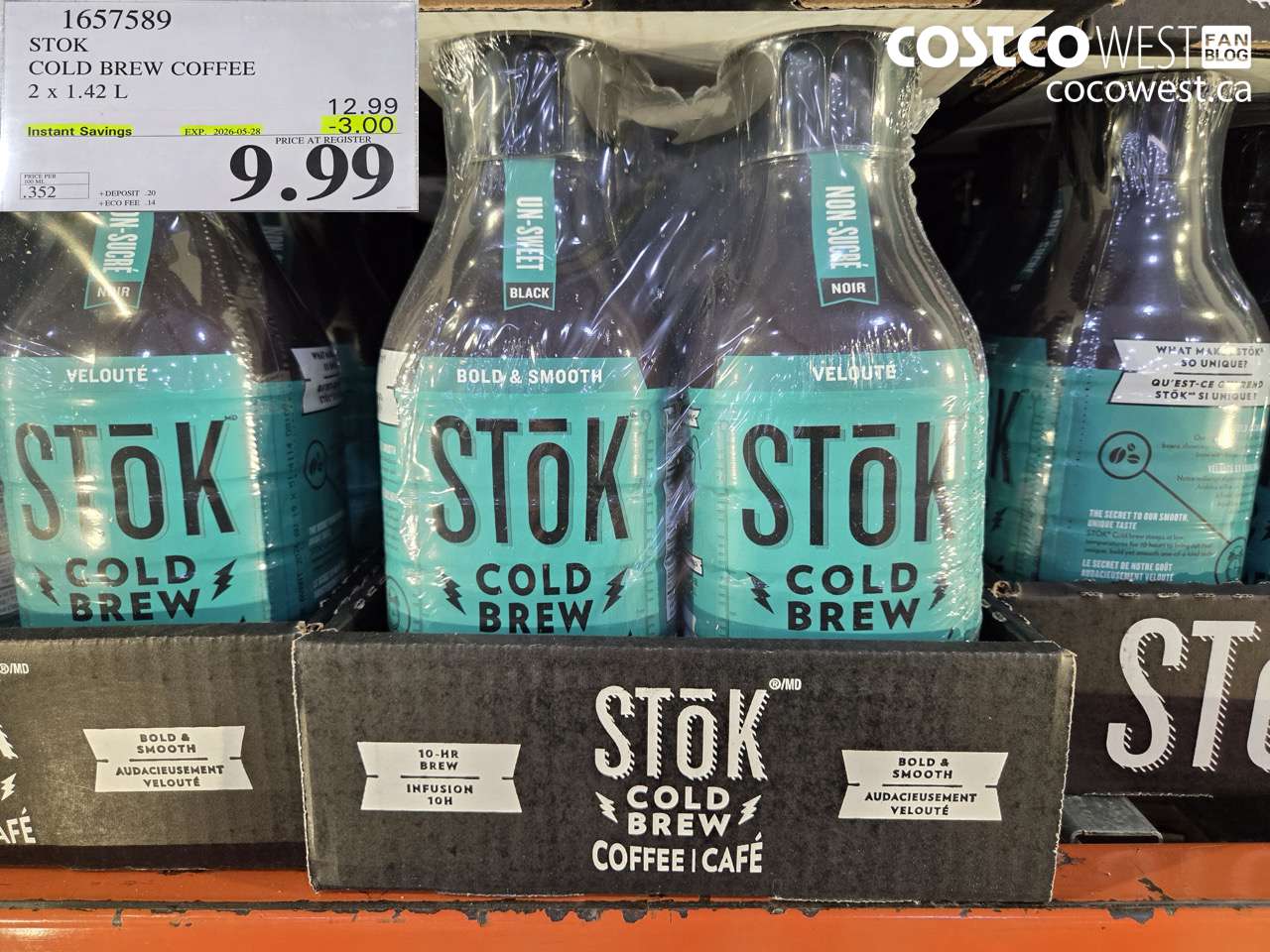 1657589 STOK COLD BREW COFFEE 2 X 1.42 L ($3.00 INSTANT SAVINGS EXPIRES ON 2026-05-28) $9.99