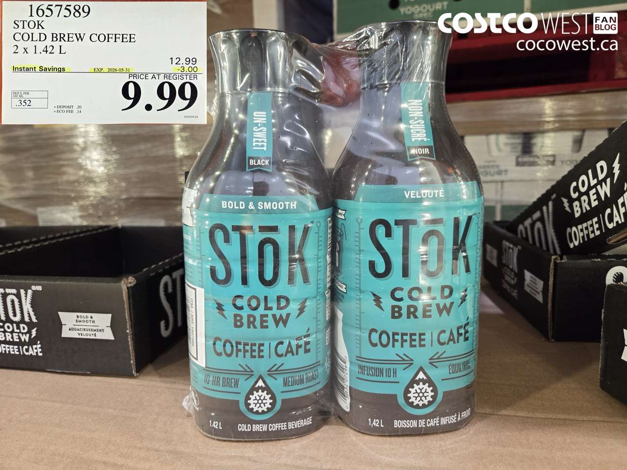 1657589 STOK COLD BREW COFFEE 2 X 1.42 L ($3.00 INSTANT SAVINGS EXPIRES ON 2026-05-31) $9.99