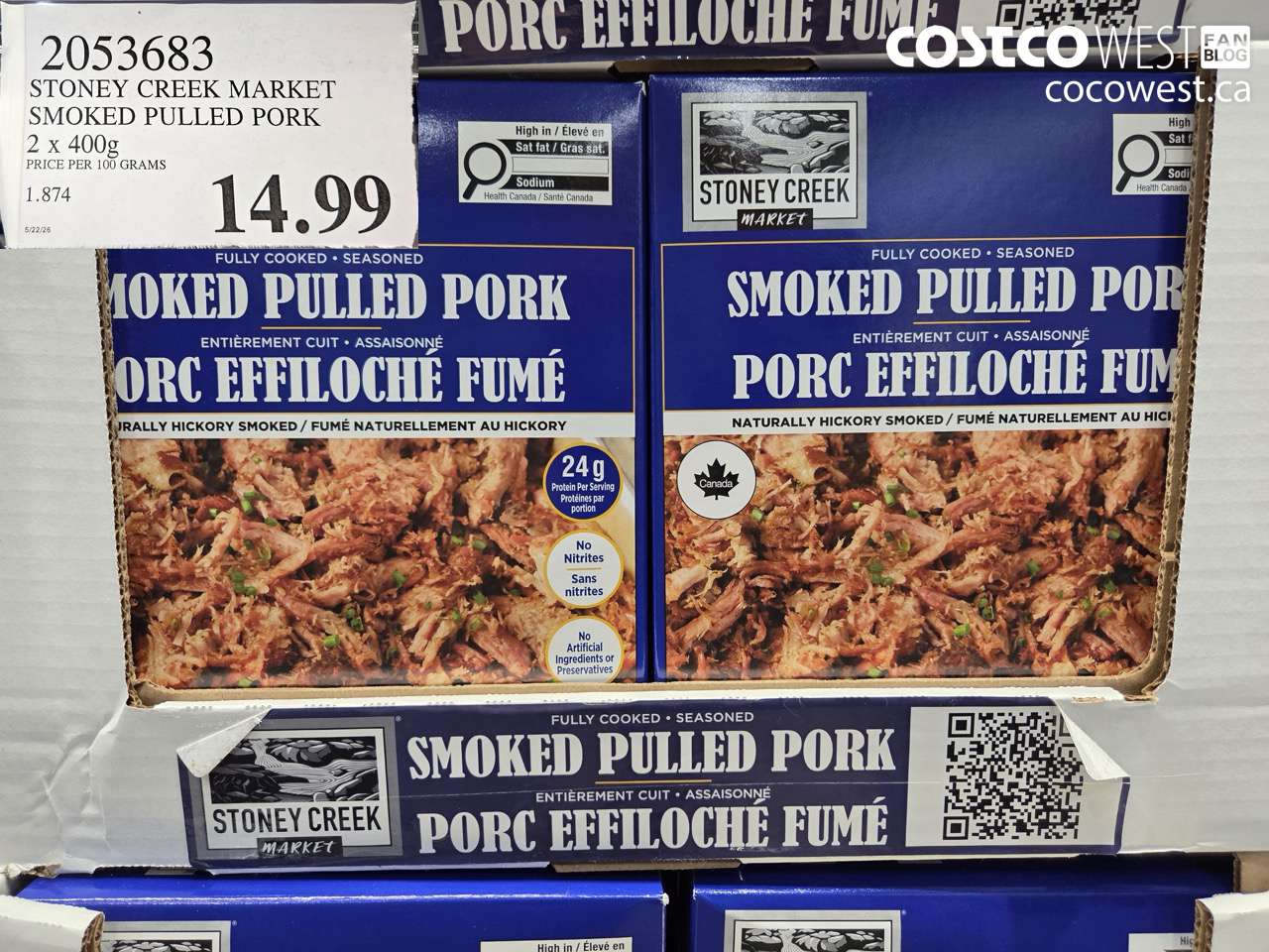 2053683 STONEY CREEK MARKET SMOKED PULLED PORK 2 X 400G $14.99