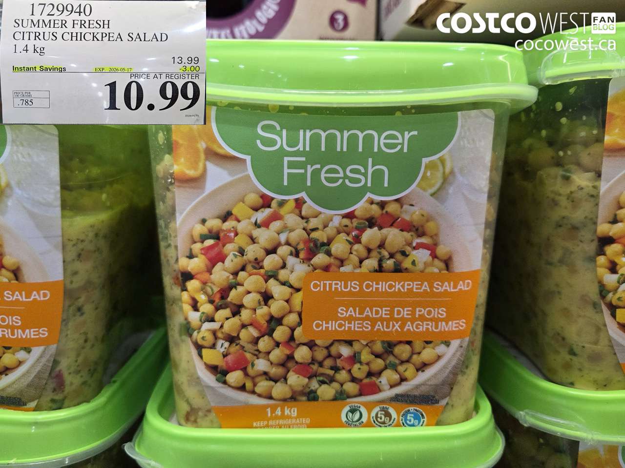 1729940 SUMMER FRESH CITRUS CHICKPEA SALAD 1.4 KG ($3.00 INSTANT SAVINGS EXPIRES ON 2026-05-17) $10.99