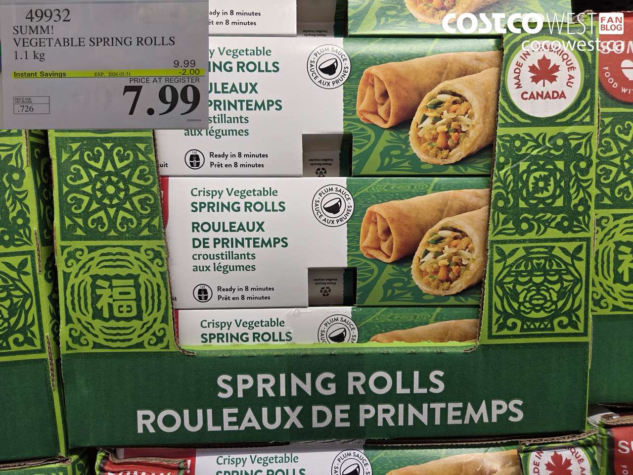 49932 SUMM! VEGETABLE SPRING ROLLS 1.1 KG ($2.00 INSTANT SAVINGS EXPIRES ON 2026-05-31) $7.99