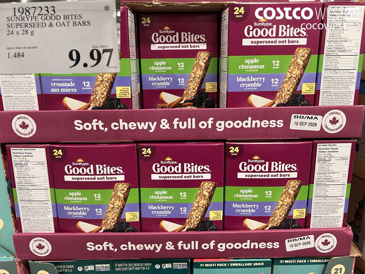 1987233 SUNRIPE GOOD BITES SUPERSEED & OAT BARS 24 X 28 G $9.97