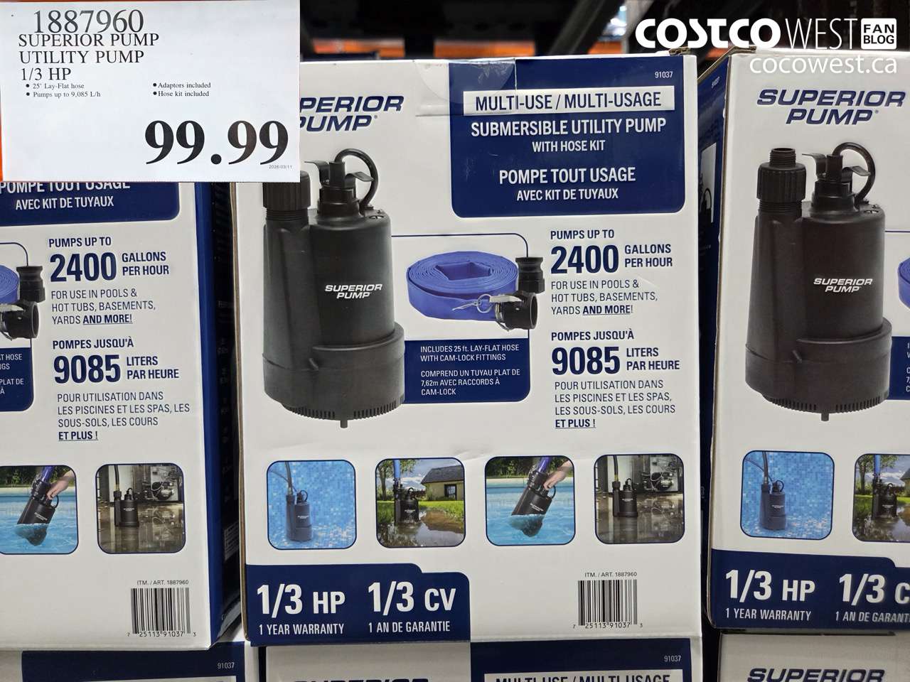1887960 SUPERIOR PUMP UTILITY PUMP 1/3 HP $99.99