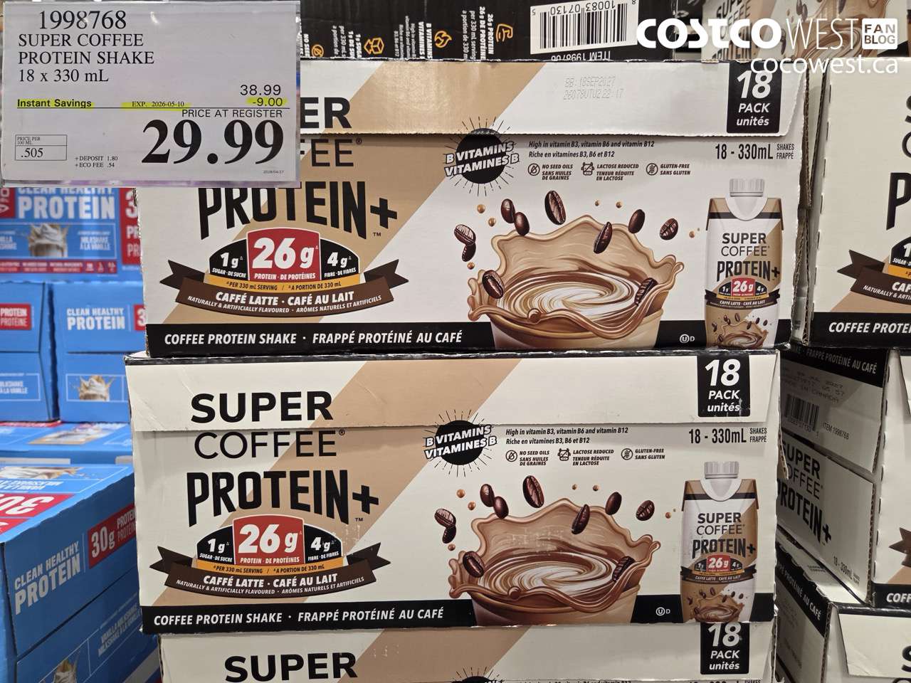 199868 SUPER COFFEE PROTEIN SHAKE 18 X 330 ML ($9.00 INSTANT SAVINGS EXPIRES ON 2026-05-10) $29.99