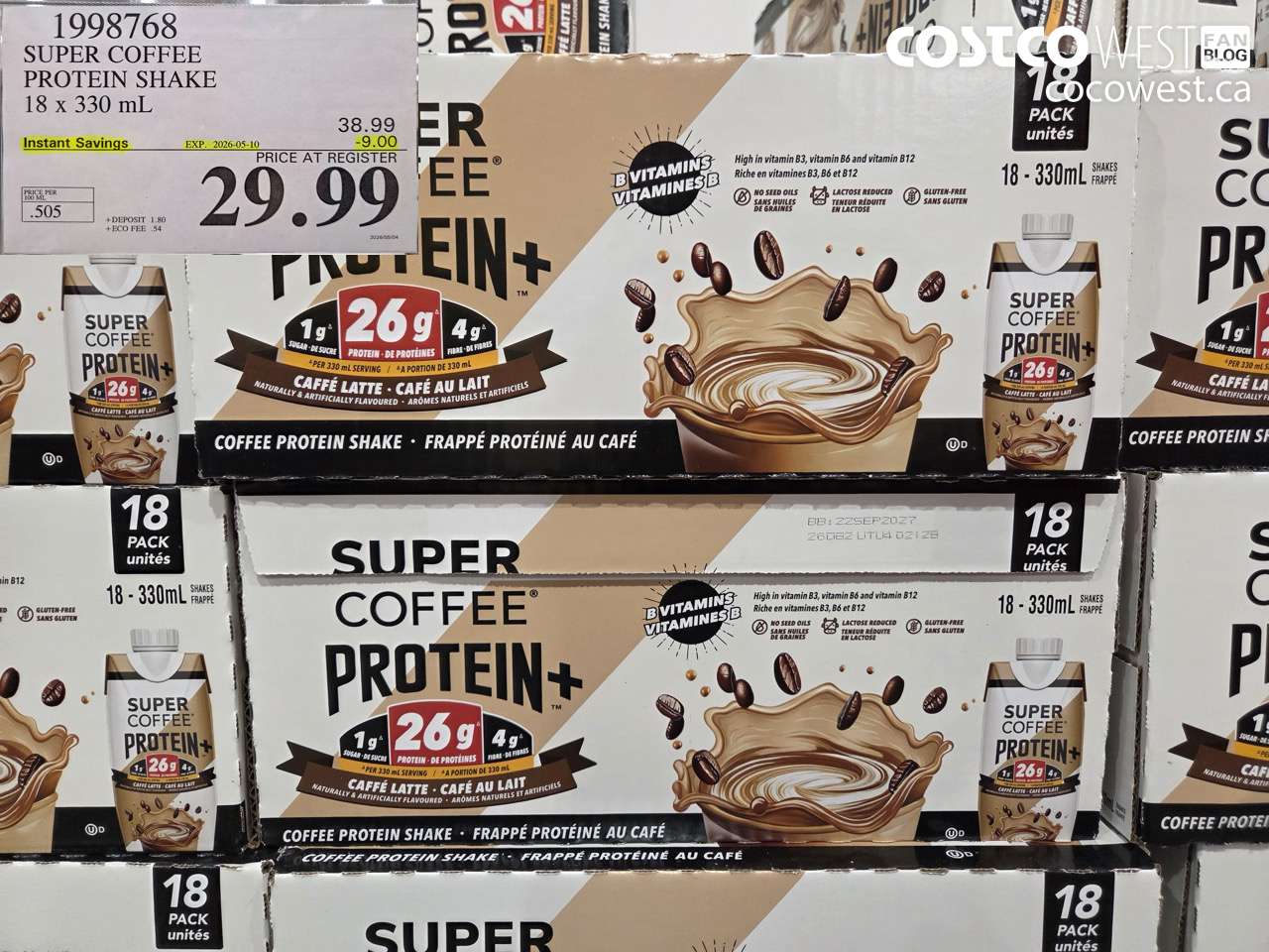 1998768 SUPER COFFEE PROTEIN SHAKE 18 X 330 ML ($9.00 INSTANT SAVINGS EXPIRES ON 2026-05-10) $29.99
