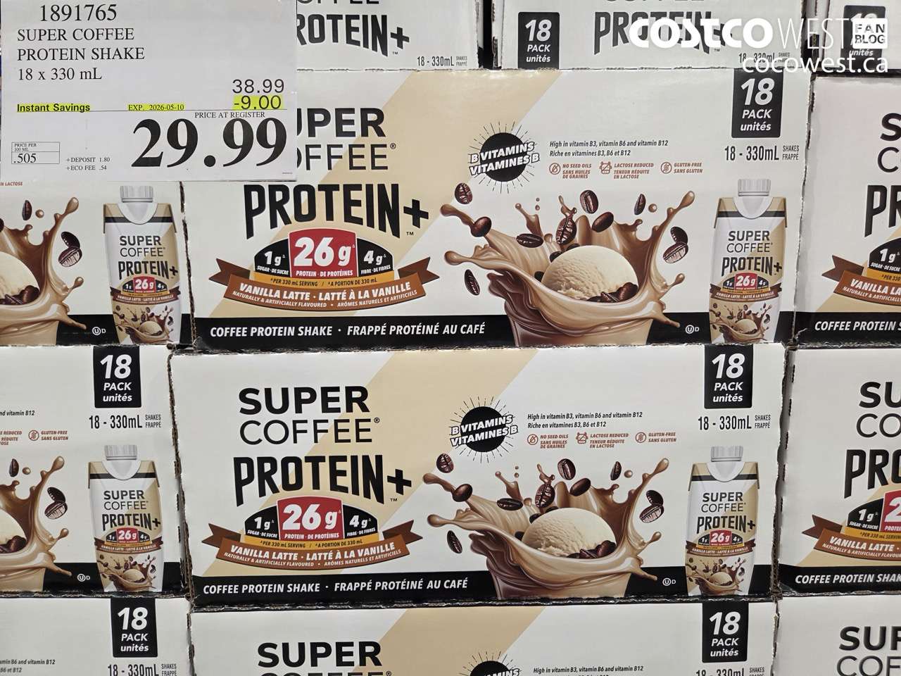 1891765 SUPER COFFEE PROTEIN SHAKE 18 X 330 ML ($9.00 INSTANT SAVINGS EXPIRES ON 2026-05-10) $29.99