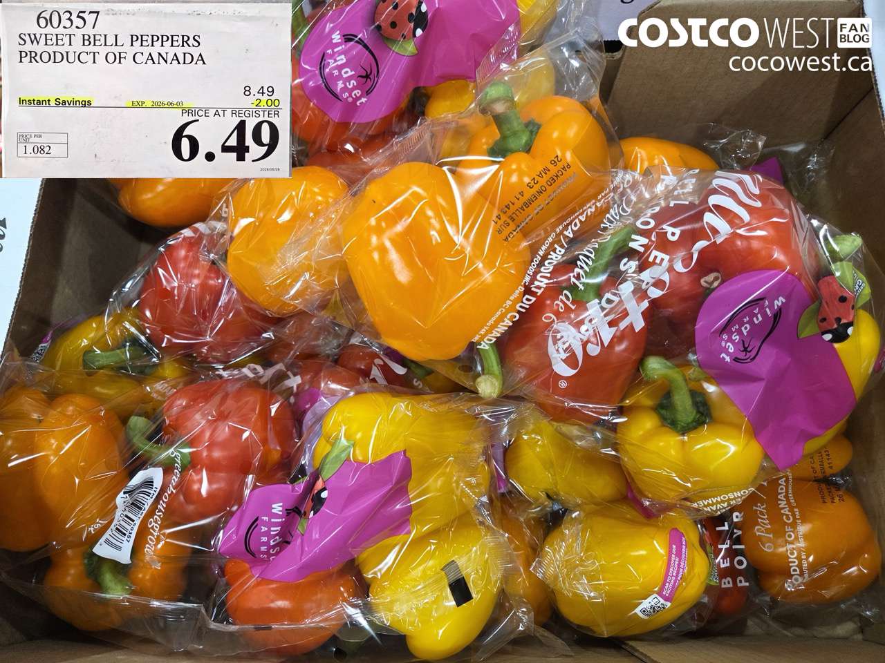 60357 SWEET BELL PEPPERS PRODUCT OF CANADA ($2.00 INSTANT SAVINGS EXPIRES ON 2026-06-03) $6.49